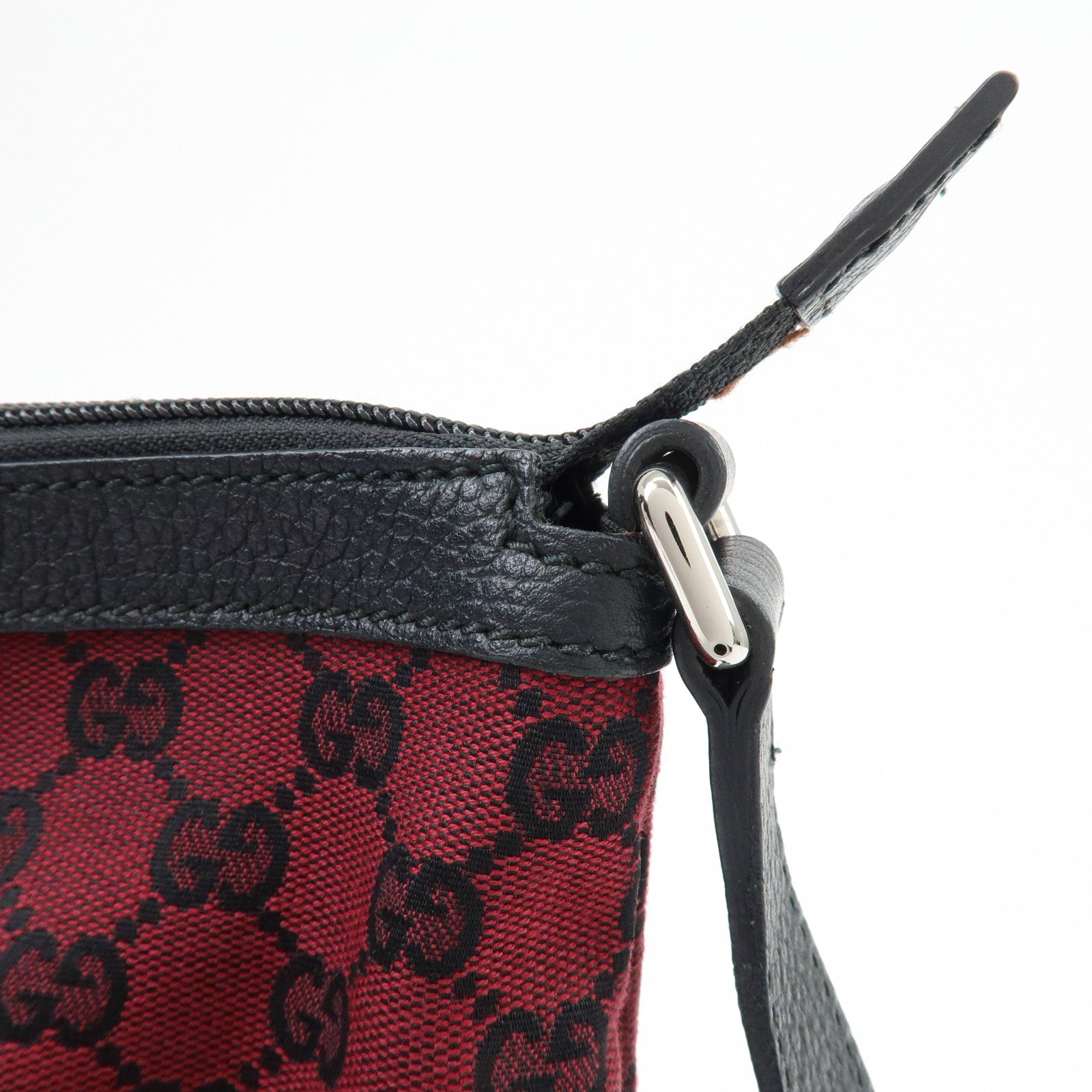 GUCCI GG Canvas Leather Shoulder Bag Crossbody Bag Red Black 272380