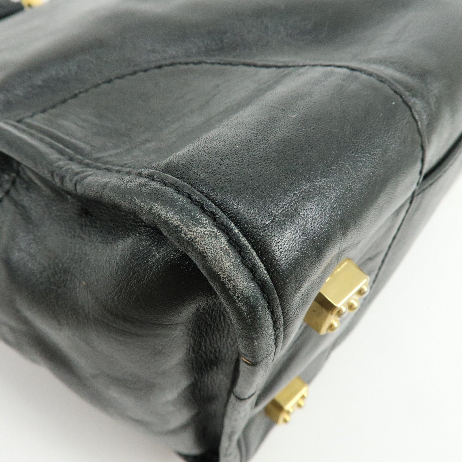 LOEWE Anagram Amazona36 Leather Hand Bag Boston Bag Black