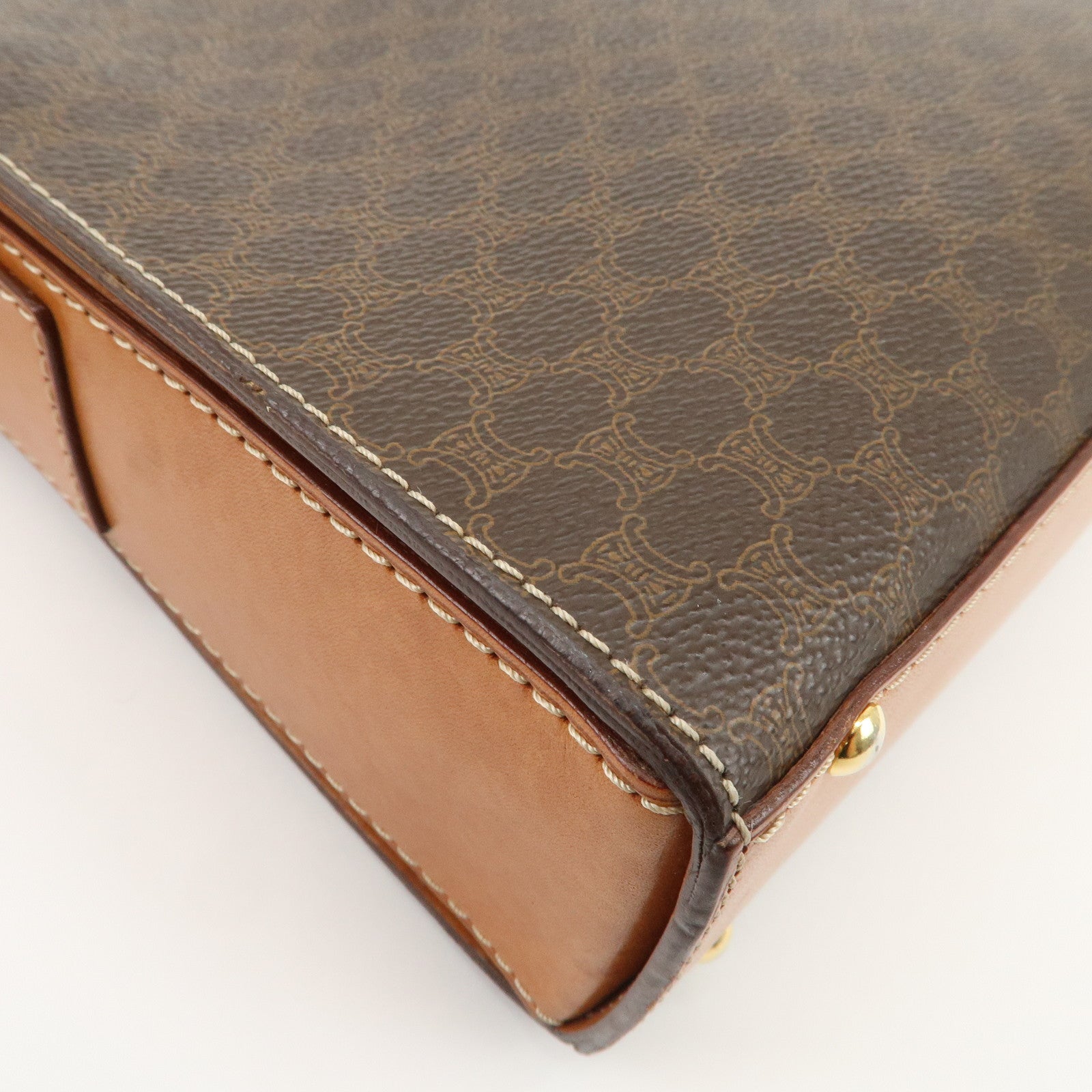 CELINE Macadam Logo PVC Leather Shoulder Bag Brown Gold