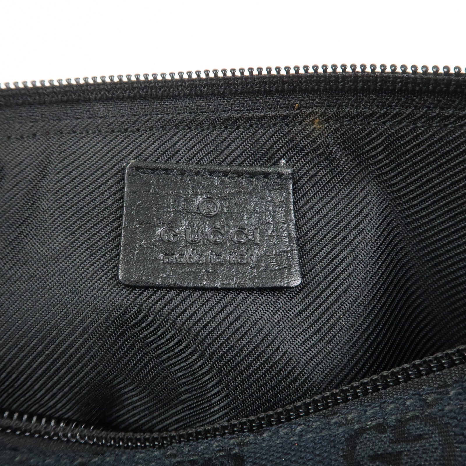 GUCCI Boat Bag Sherry GG Canvas Leather Hand Bag Black 141809