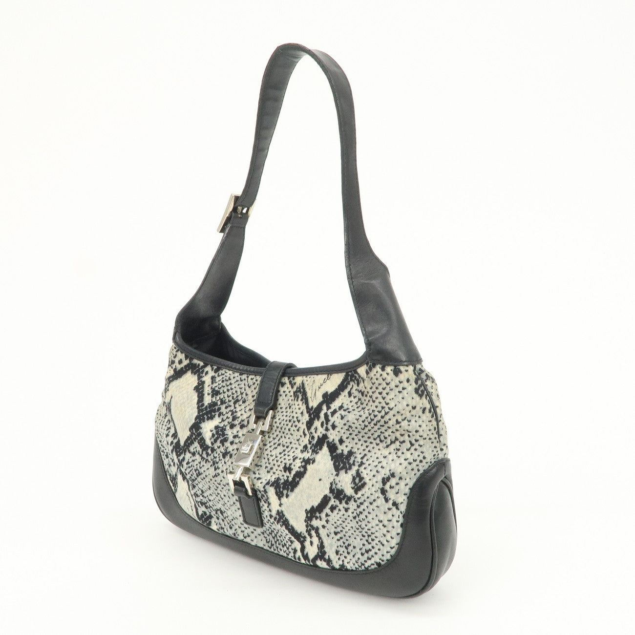 GUCCI Jackie Canvas Leather Shoulder Bag Hand Bag Black 001・9735