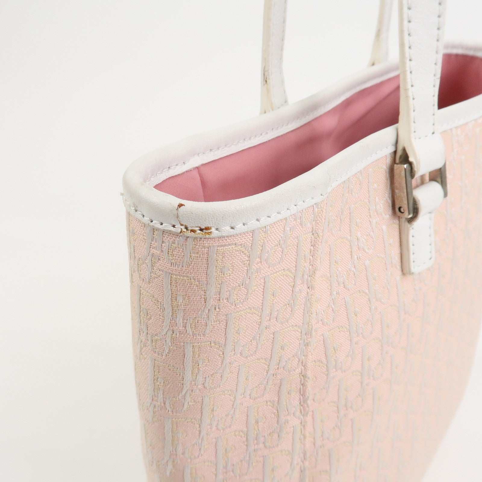 Christian Trotter Dior Canvas Leather Tote Bag Shoulder Bag Pink