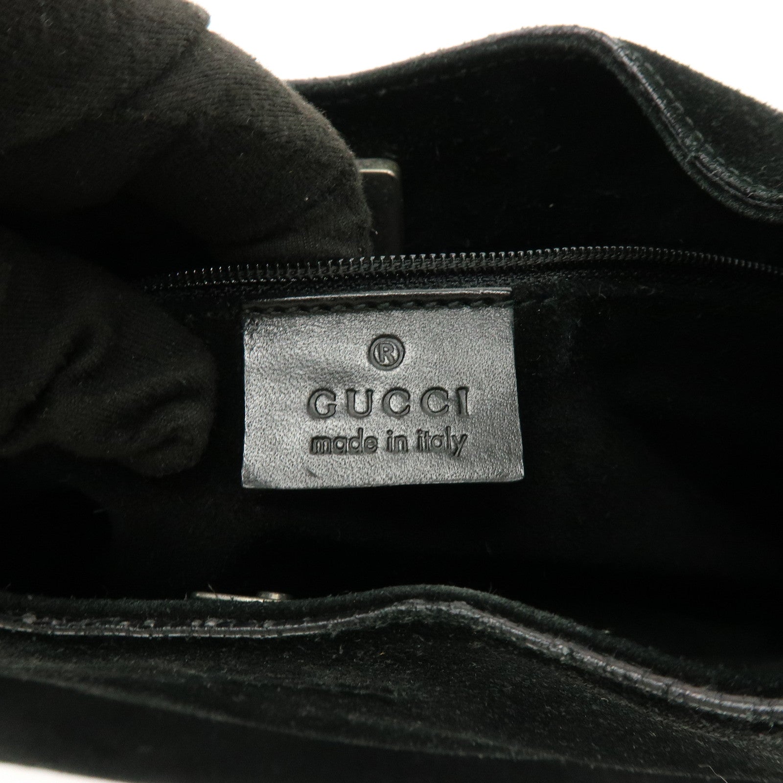 GUCCI Suede Leather Shoulder Bag Hand Bag Black 001・3767