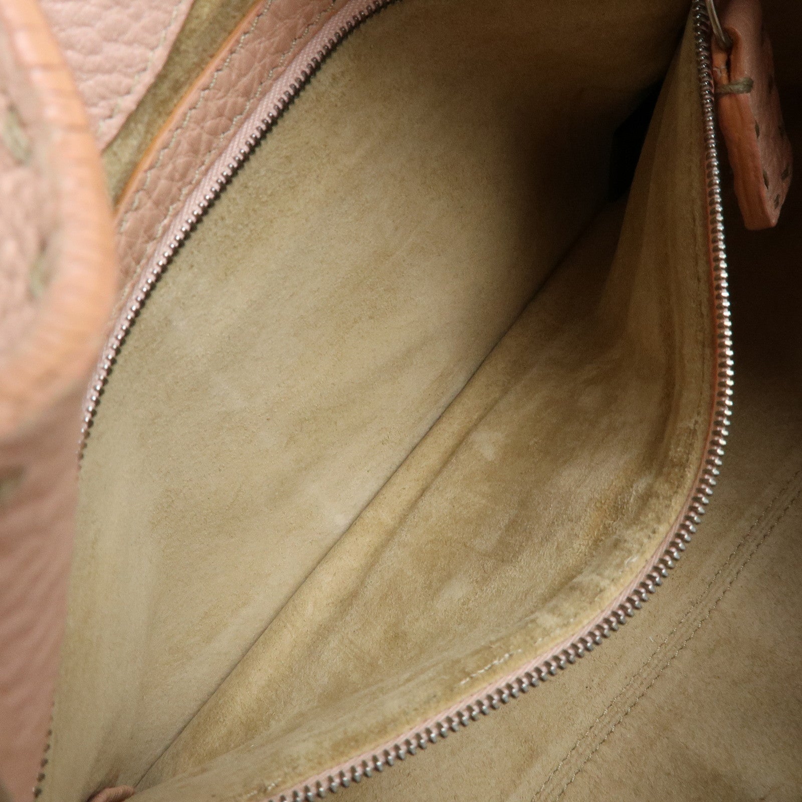 FENDI Selleria Stitches Leather Tote Bag Hand Bag Pink 8BR457