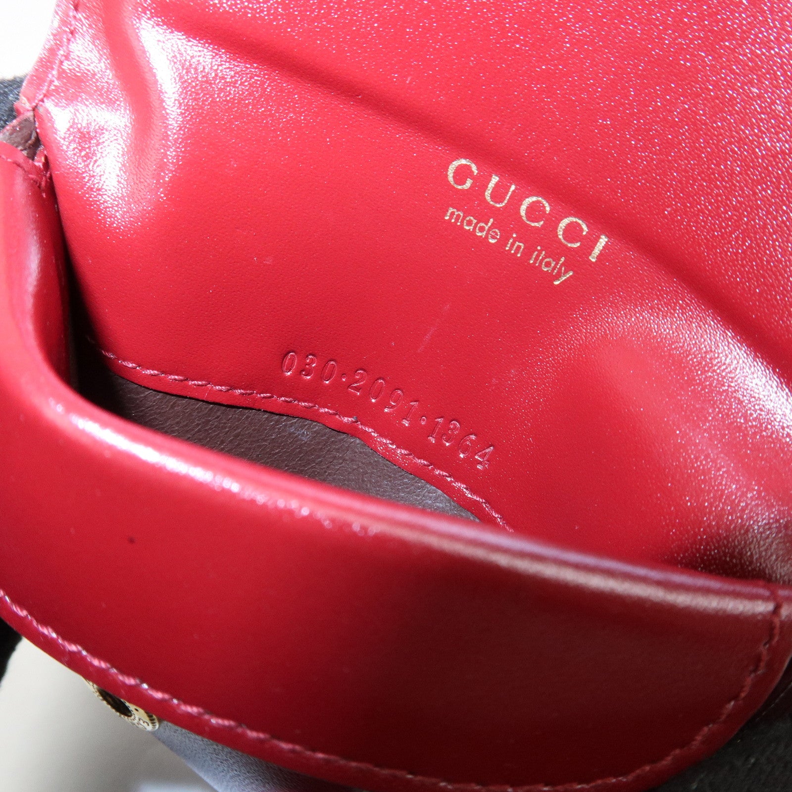 GUCCI Logo Leather Coin Case Coin Purse Red 030.2091