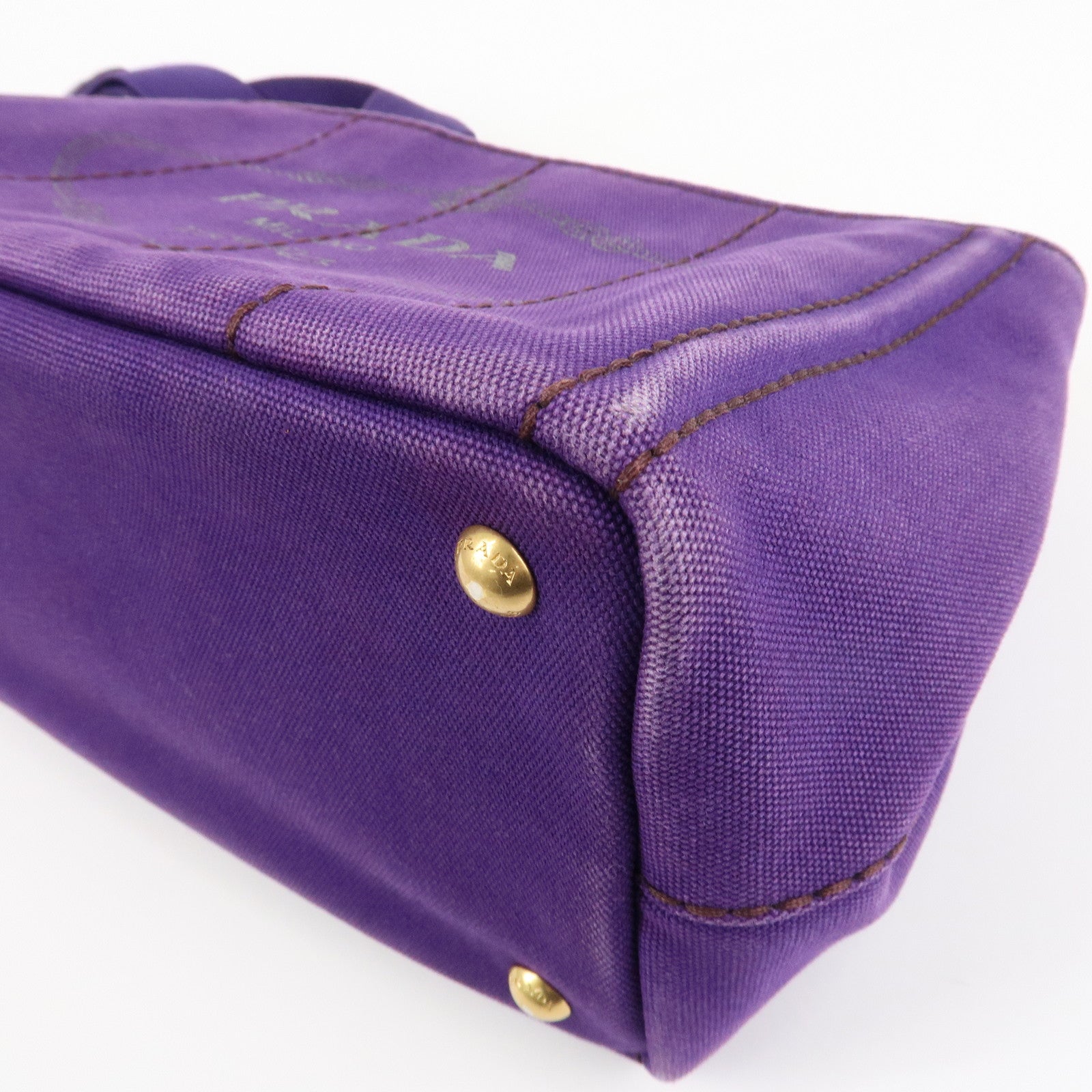 PRADA Logo Canapa Mini Canvas 2Way Tote Shoulder Bag Purple BN2439 Used