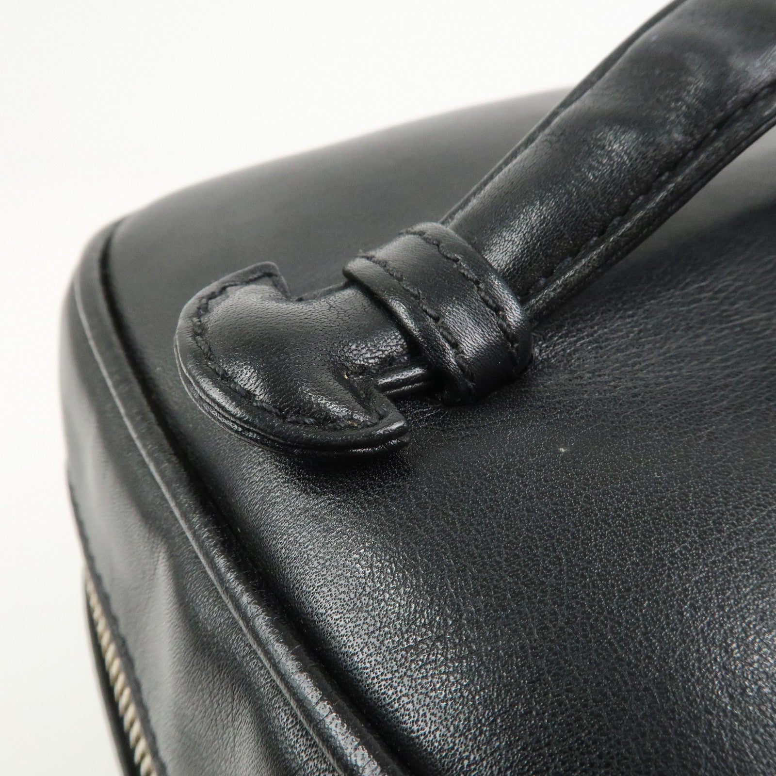 CHANEL Bicolore Lambskin Vanity Bag Hand Bag Black A01619