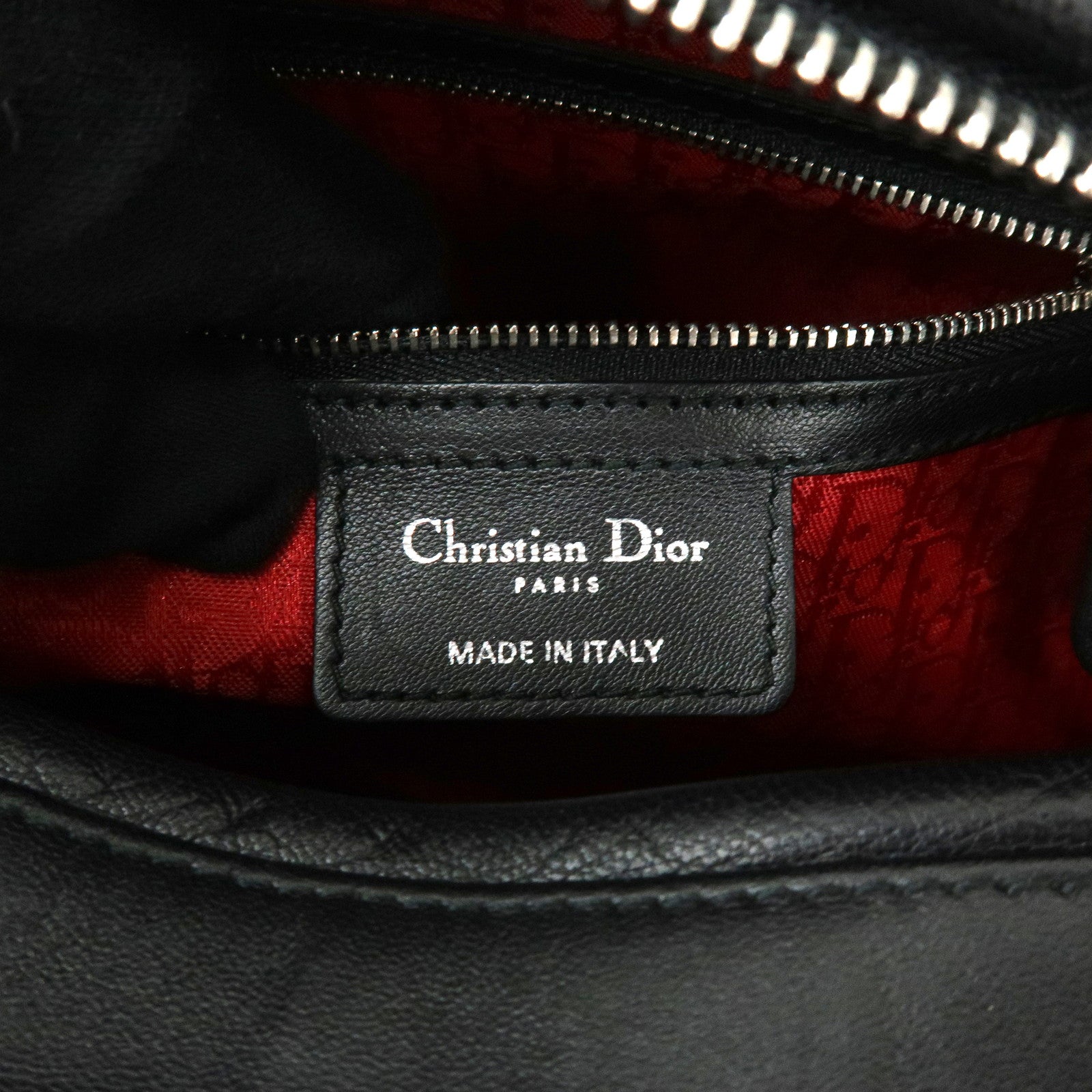 Christian Dior Cannage Large Lamb Skin 2Way Bag Hand Bag Black