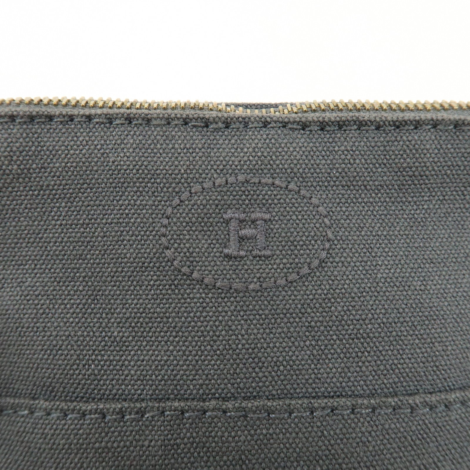 HERMES Logo Canvas Leather Bolide Pouch 16 Cosmetic Pouch