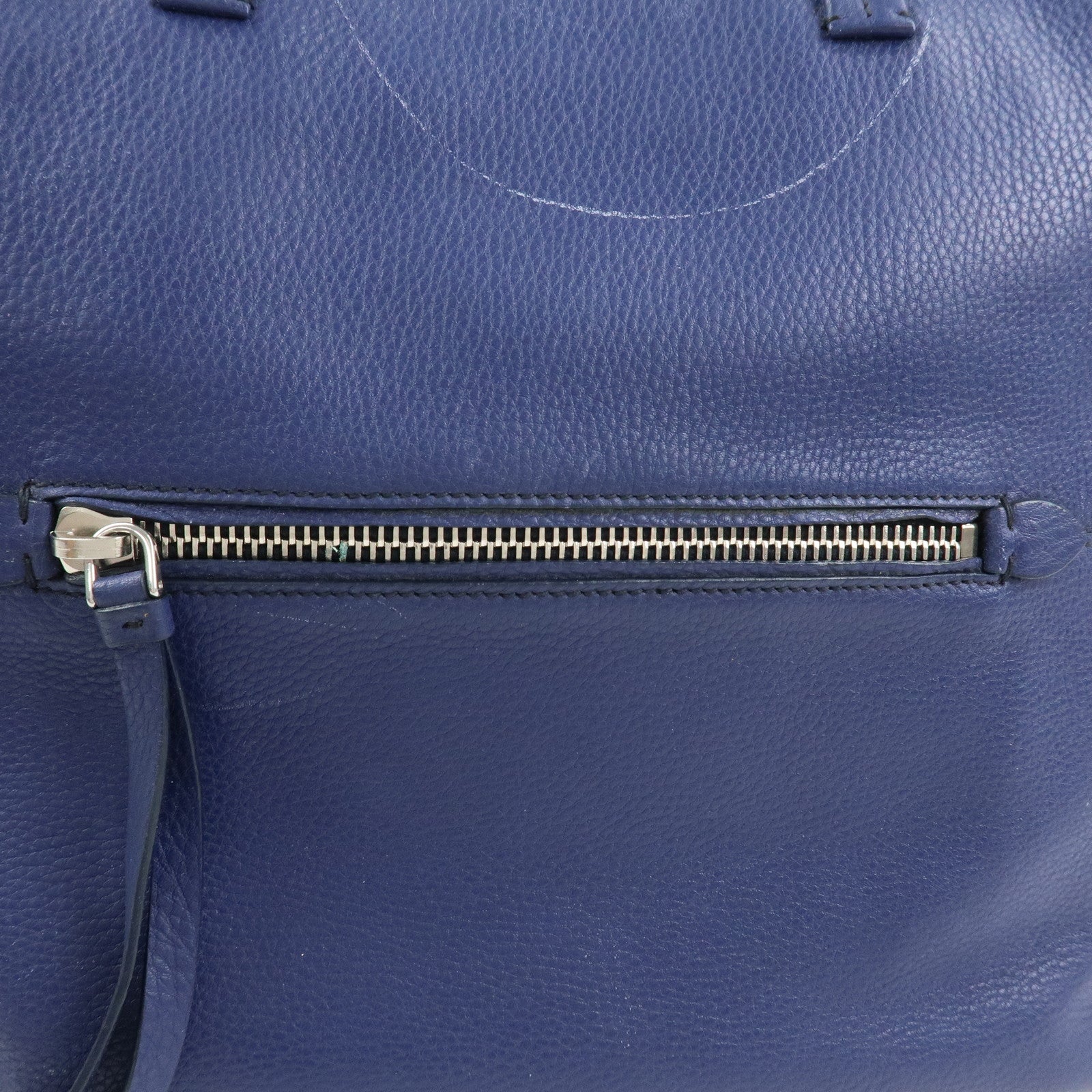 MIU MIU Logo Madras Leather Tote Bag Shoulder Bag Hand Bag Blue