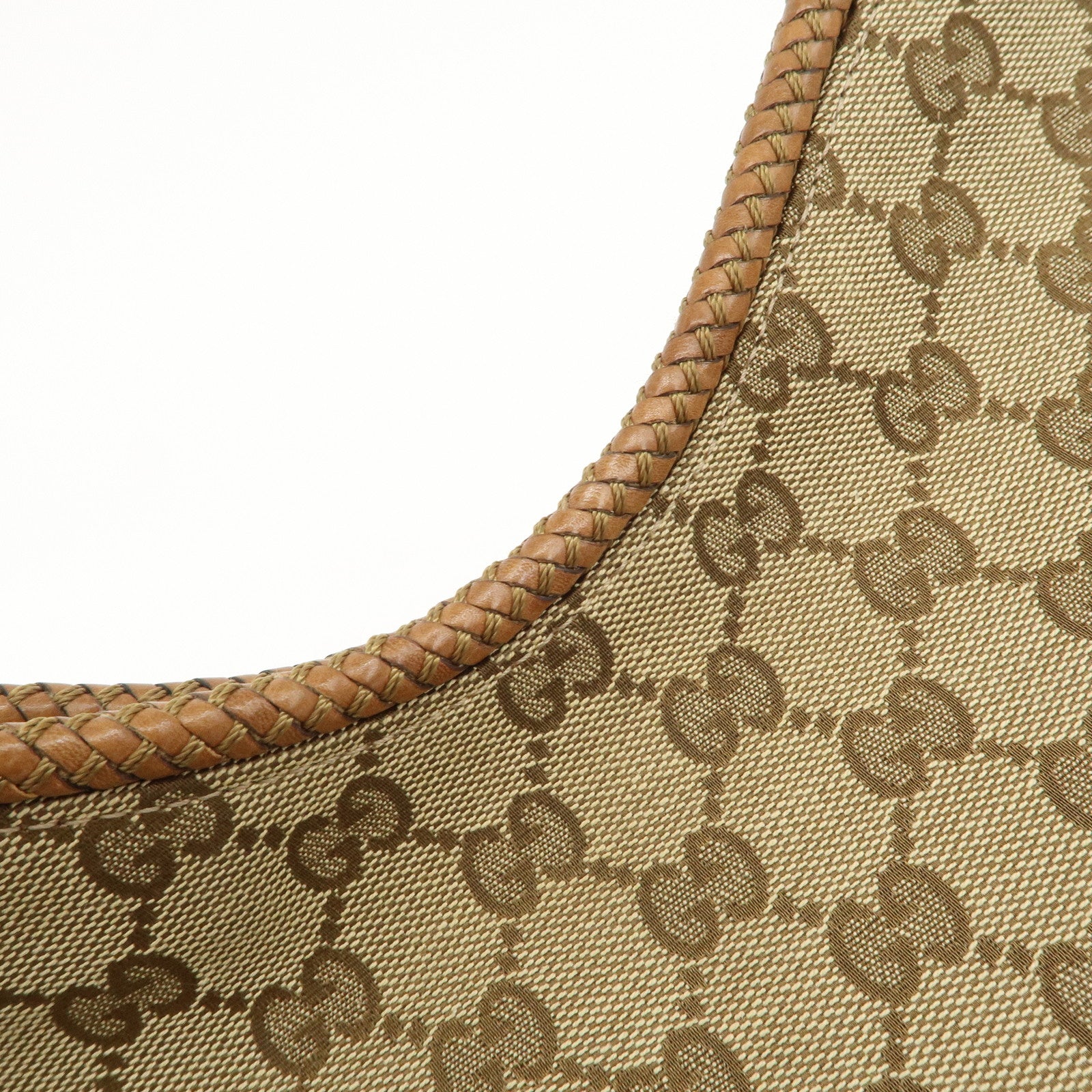 GUCCI Marrakech GG Canvas Leather Shoulder Bag Beige Brown 257026 Used