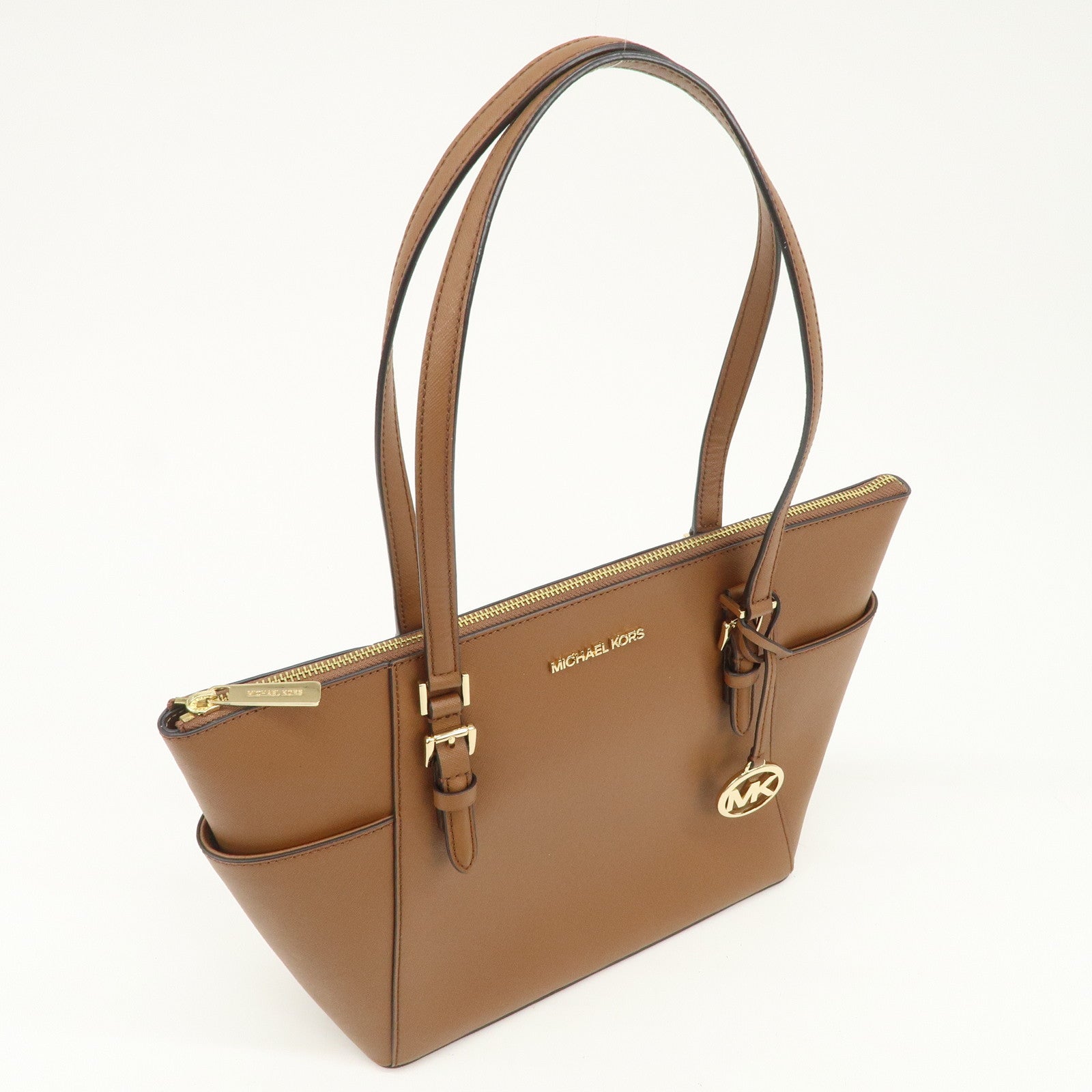 MICHAEL KORS Leather Tote Bag Shoulder Bag Brown Gold