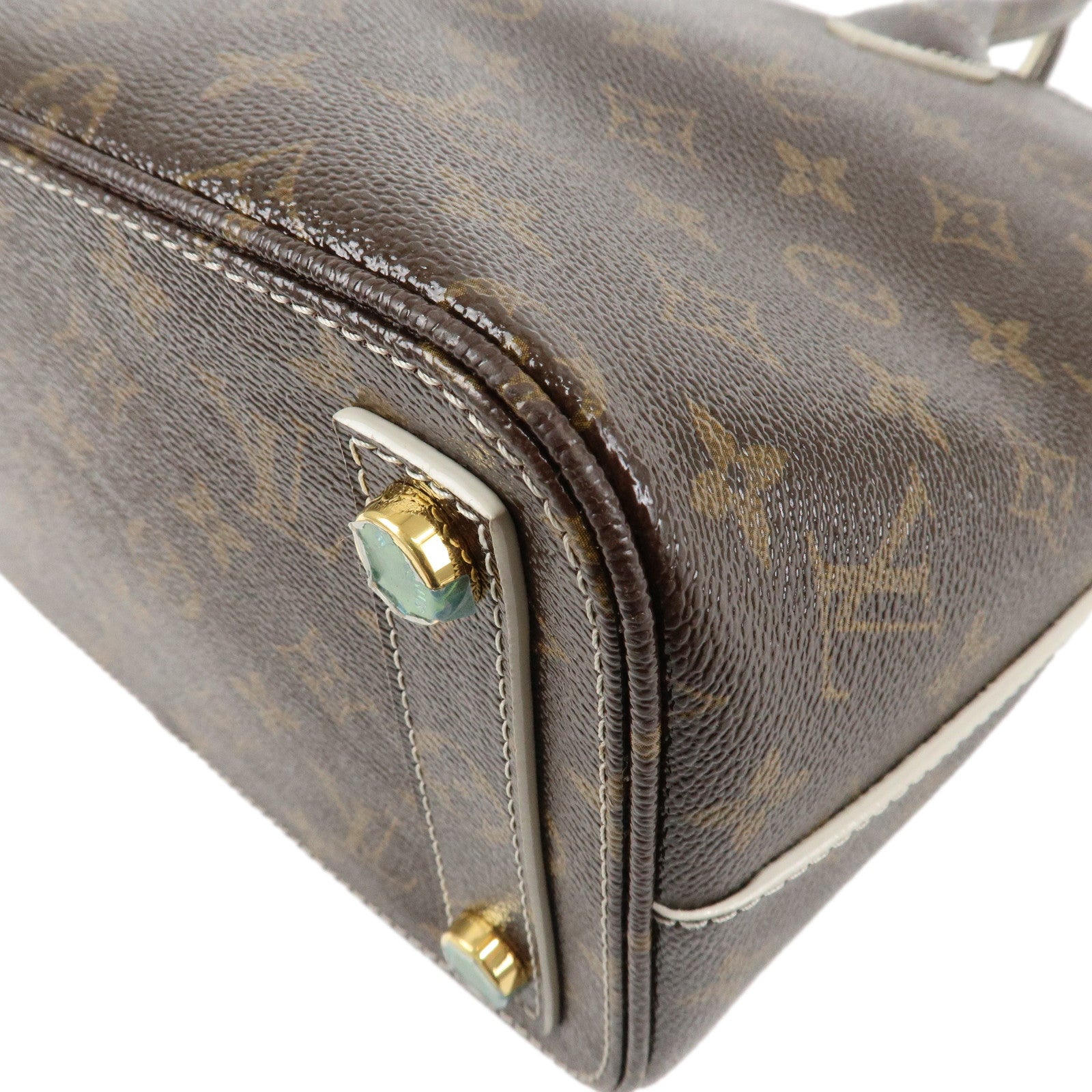 Louis Vuitton Monogram Shiny Canvas Lock It Hand Bag Brown M40597 Used