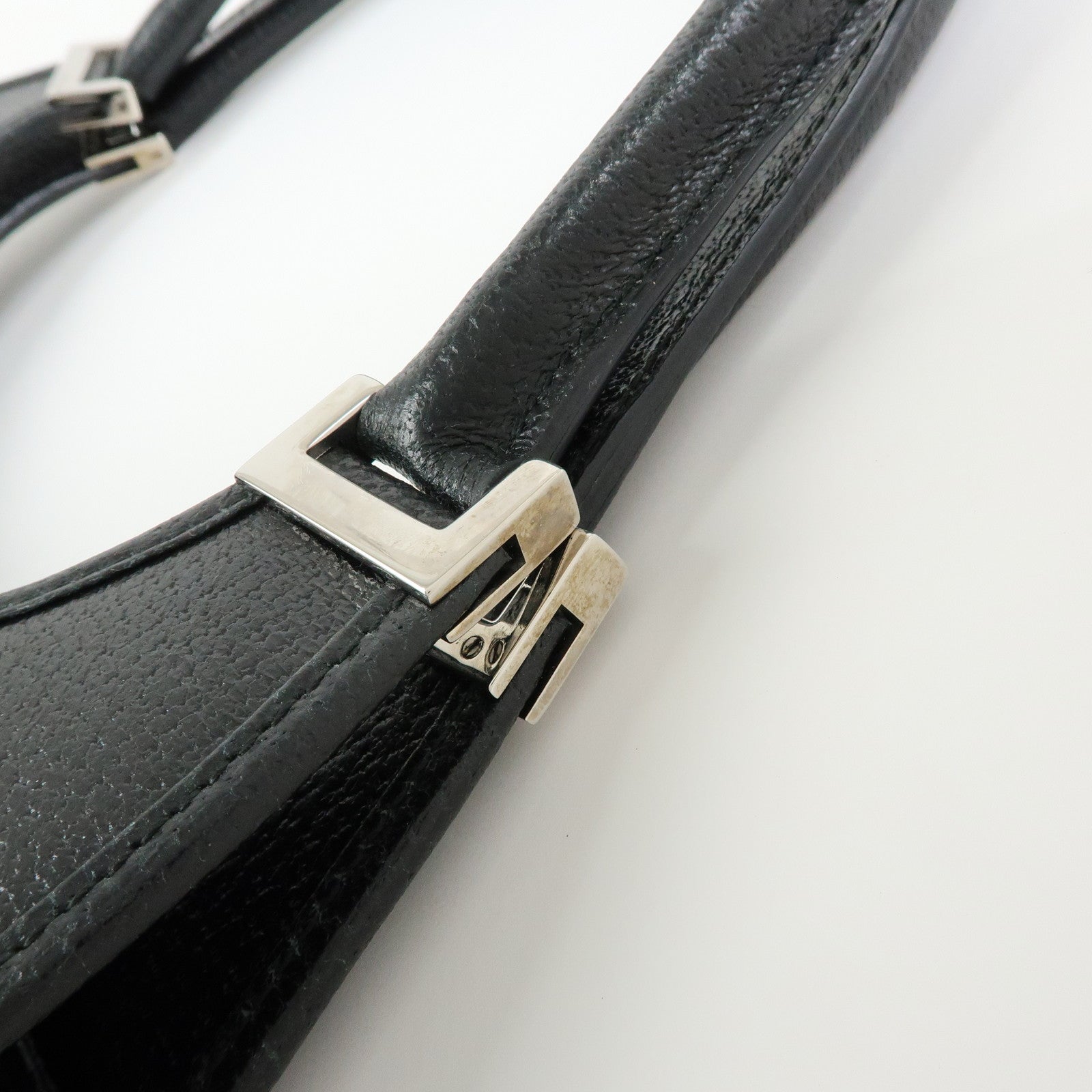 GUCCI Jackie Leather Shoulder Bag Hand Bag Black 002.1067