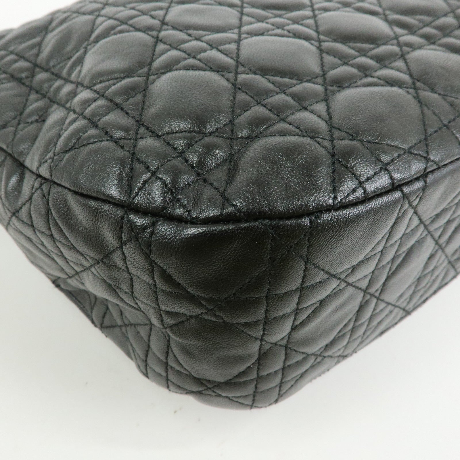 Christian Dior Cannage Lambskin Shoulder Bag Hand Bag Black