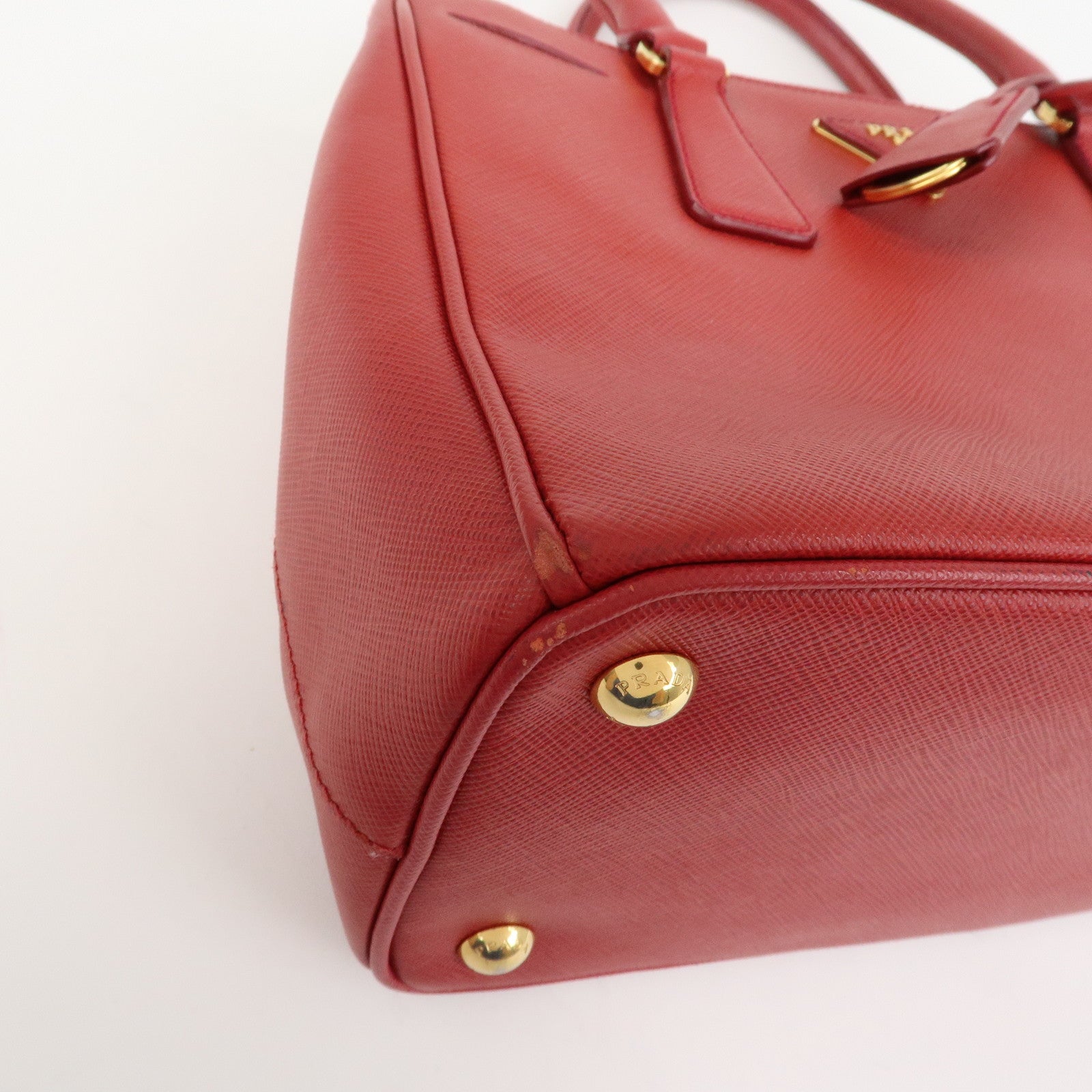 PRADA Triangle Logo Saffiano Leather Galleria 2WAY Bag Red BN1874