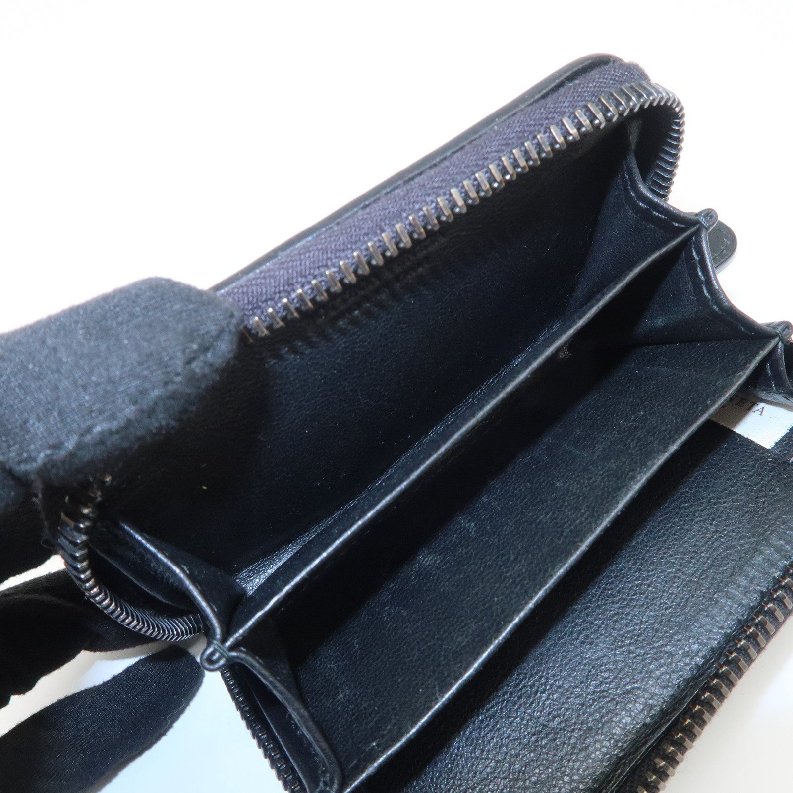 BOTTEGA VENETA Intrecciato Leather Coin Case Card Case Black