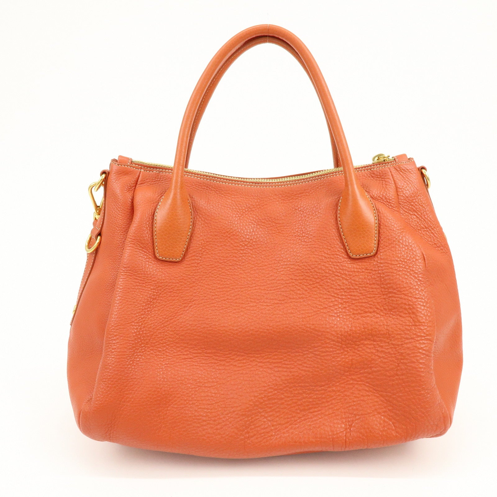 PRADA Logo Leather 2Way Bag Hand Bag Shoulder Bag Orange