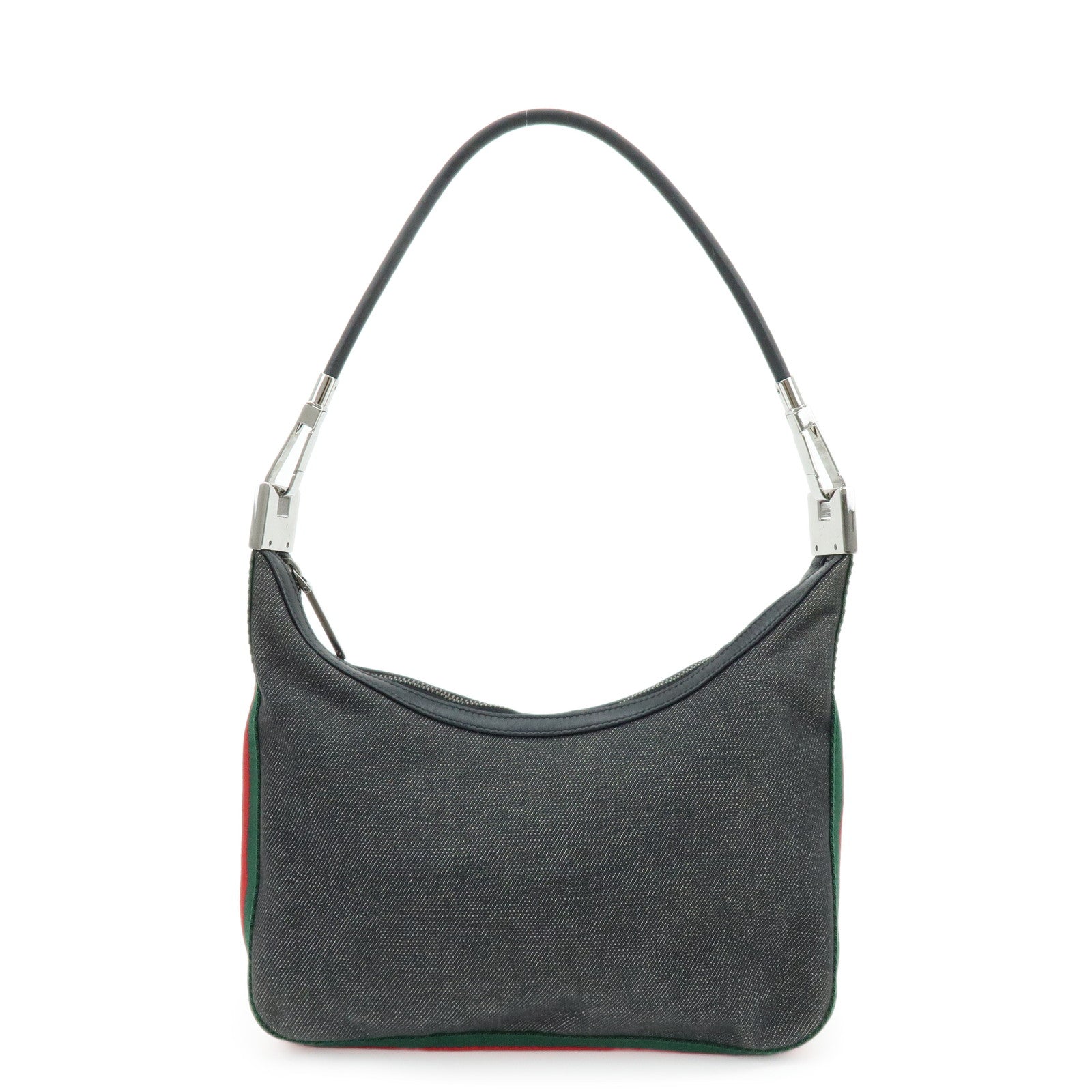 GUCCI Sherry Denim Leather Shoulder Bag Hand Bag Navy 01233