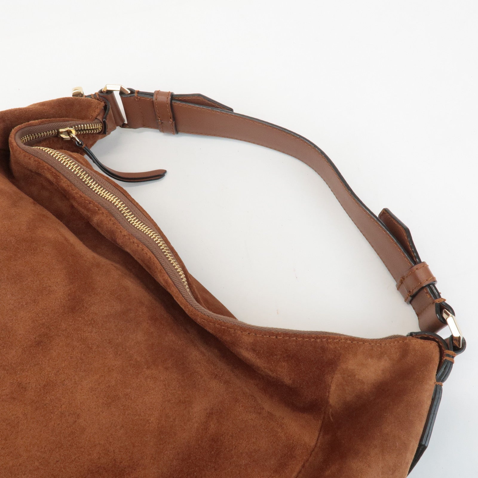 JIMMY CHOO Logo Suede Leather Shoulder Bag Hand Bag Brown Used