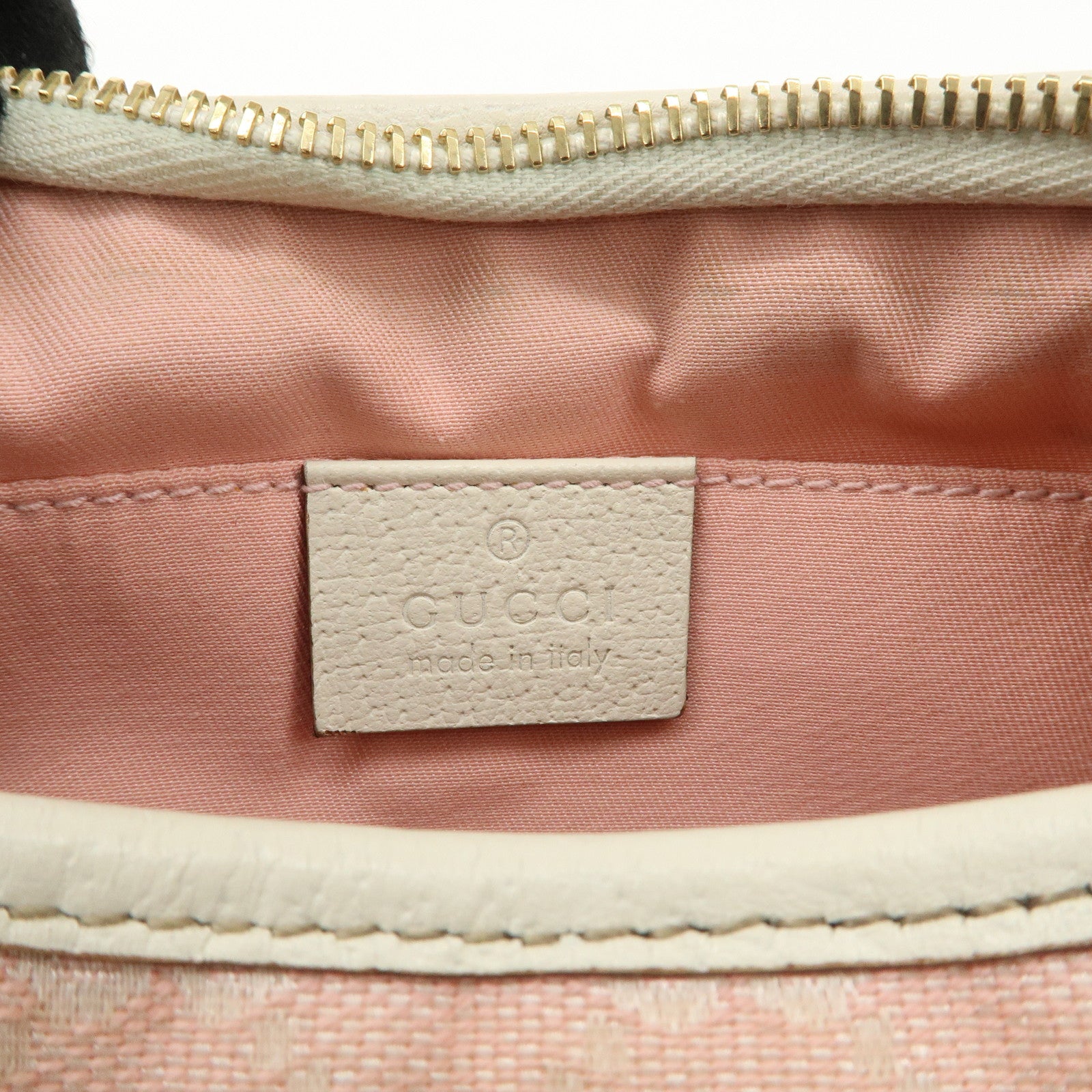 GUCCI Abbey GG Canvas Leather One Shoulder Bag Pink White 130939 Used