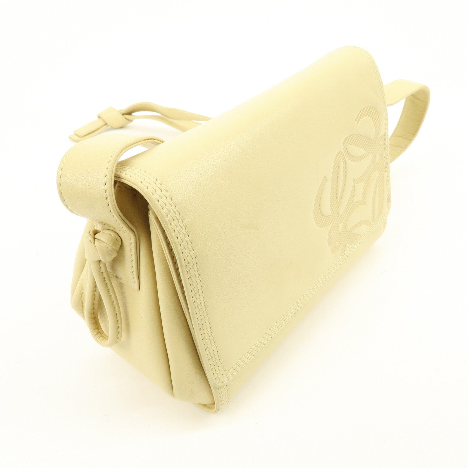 LOEWE Anagram Leather Shoulder Bag Crossbody Bag Beige