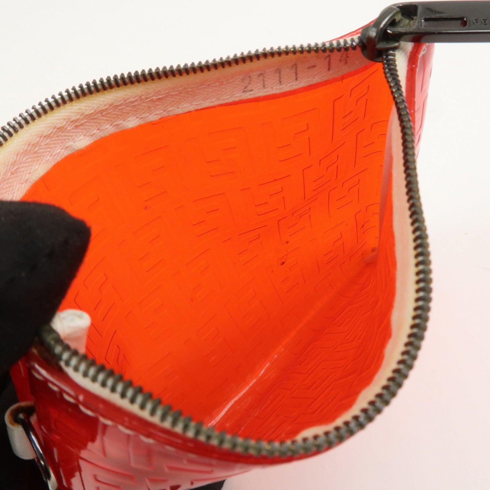 FENDI Zucchino Plastic Leather Tote Bag Shoulder Bag Orange 8BH005