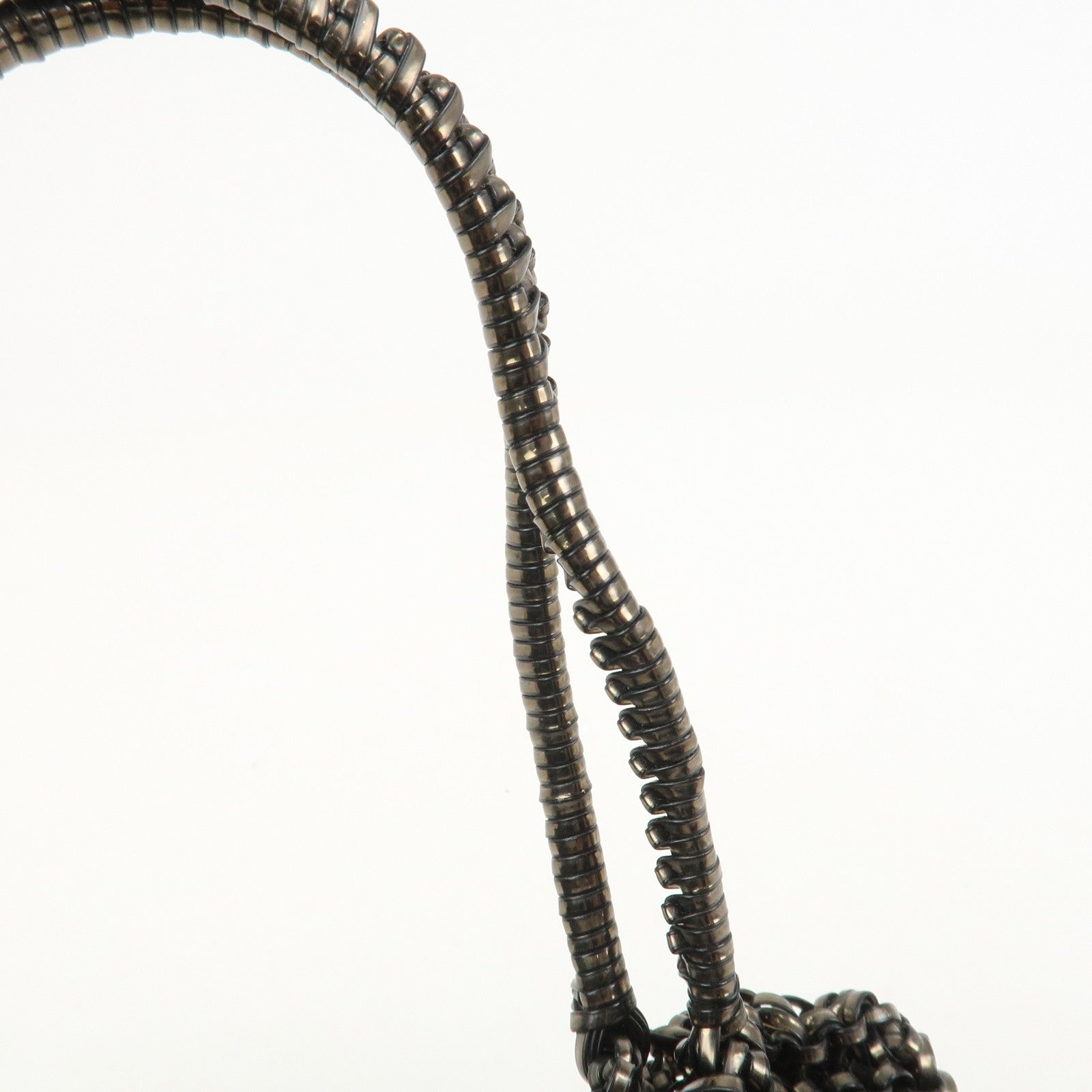 ANTEPRIMA Wire Bag PVC Leather Hand Bag Flower Motif Black Gold