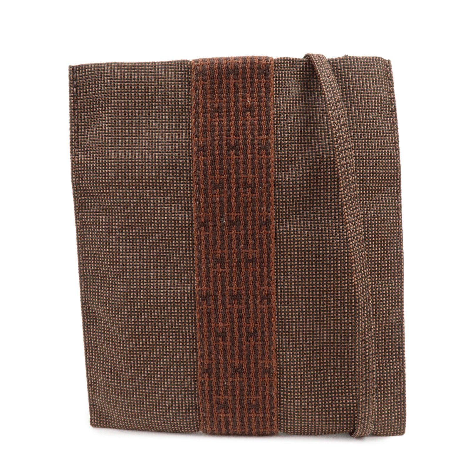 HERMES Herline Canvas Shoulder Bag Crossbody Bag Brown