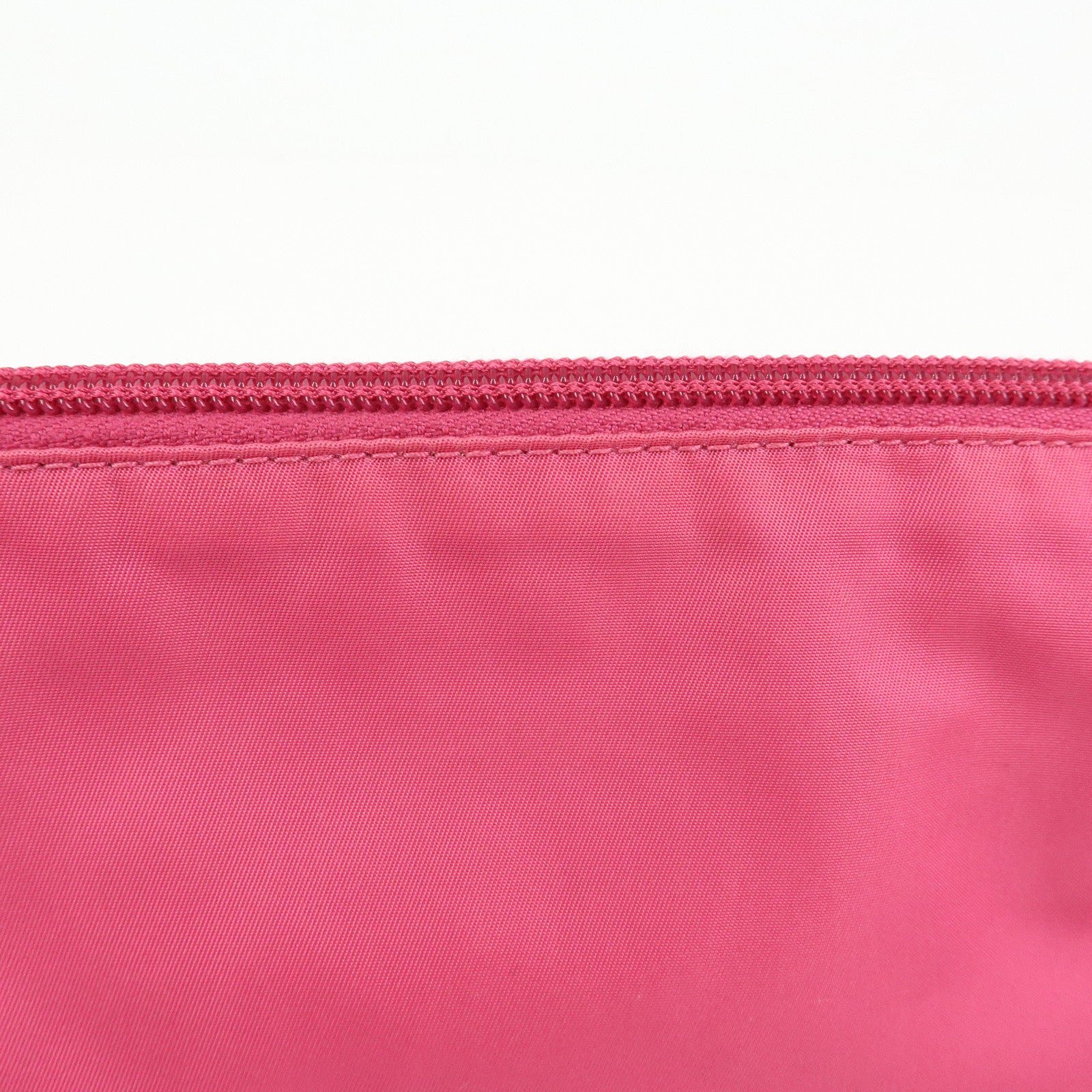 PRADA Triangle Logo Nylon Leather Cosmetic Wristlet Pouch Pink