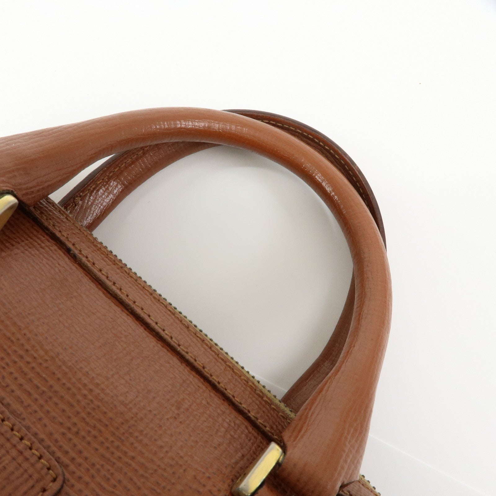 CELINE Triomphe Leather Boston Bag Hand Bag Brown
