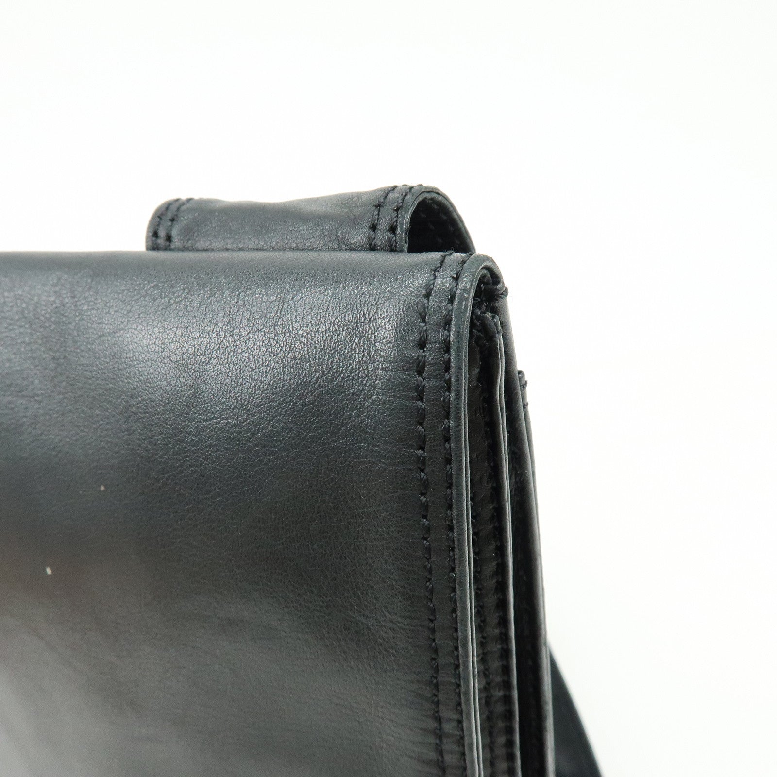 CHANEL Logo Lamb Skin Shoulder Bag Crossbody Bag Black