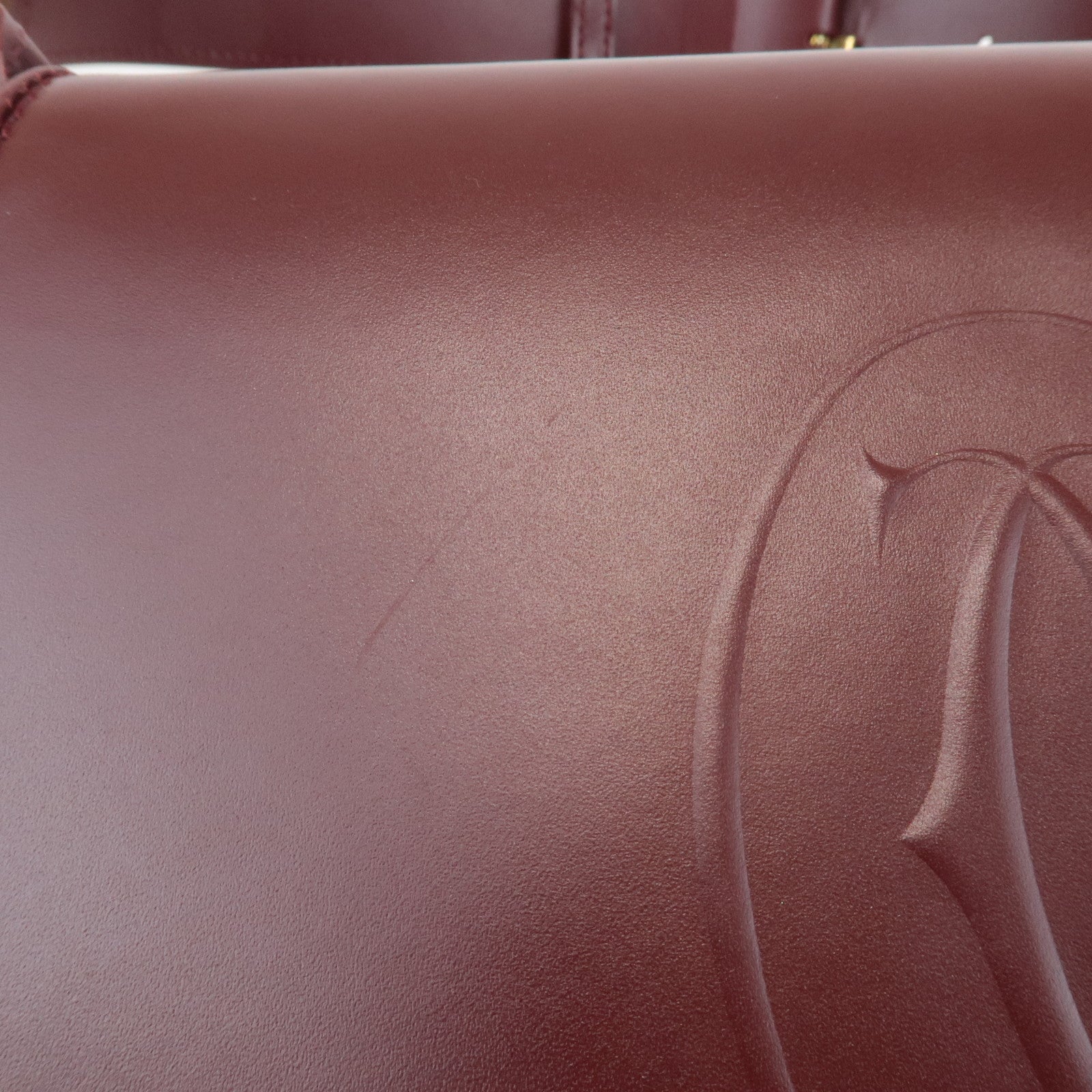 Cartier Must Must de Cartier Calf Suede Leather Shoulder Bag Burgundy Used