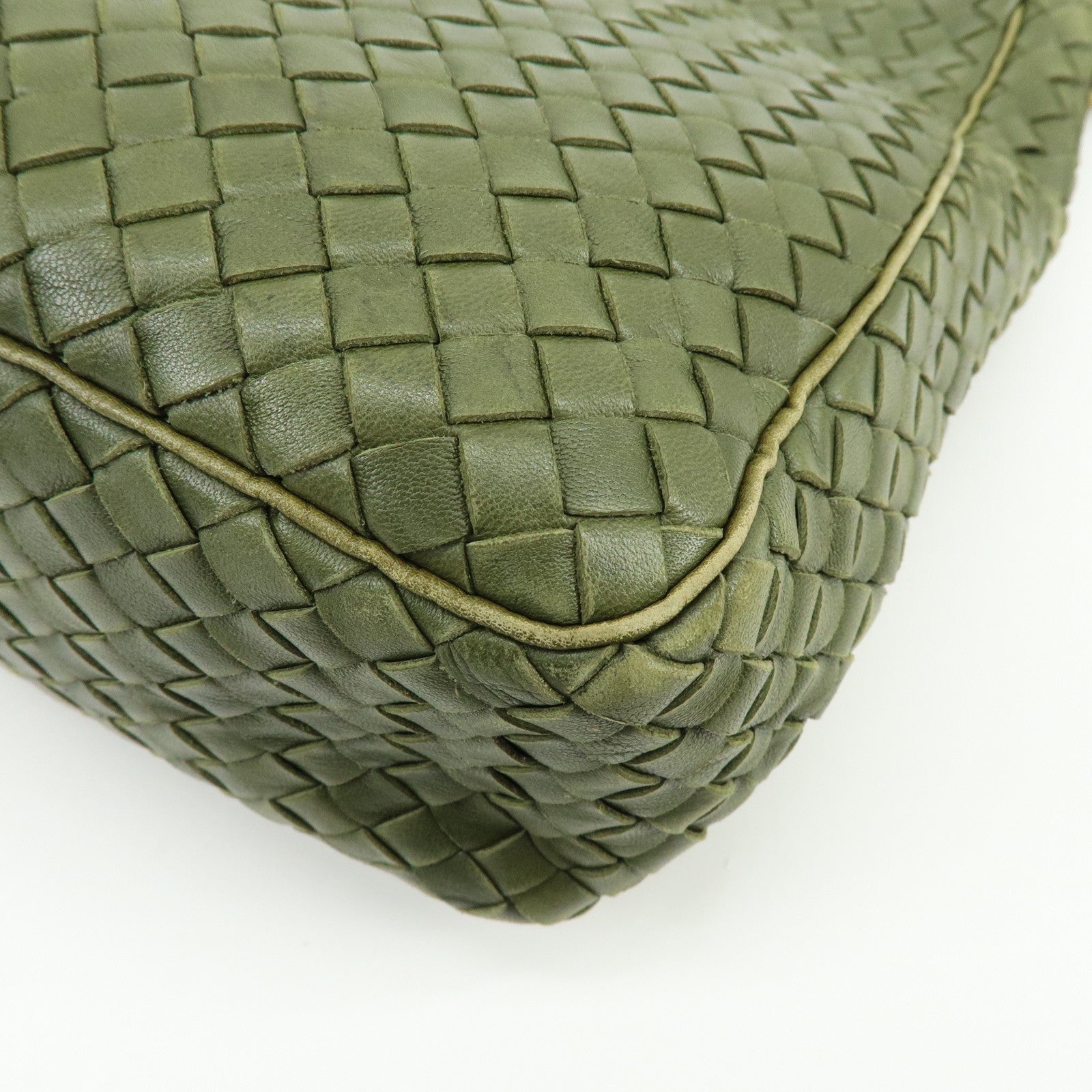 BOTTEGA VENETA Intrecciato Leather Shoulder Bag Crossbody Bag Green