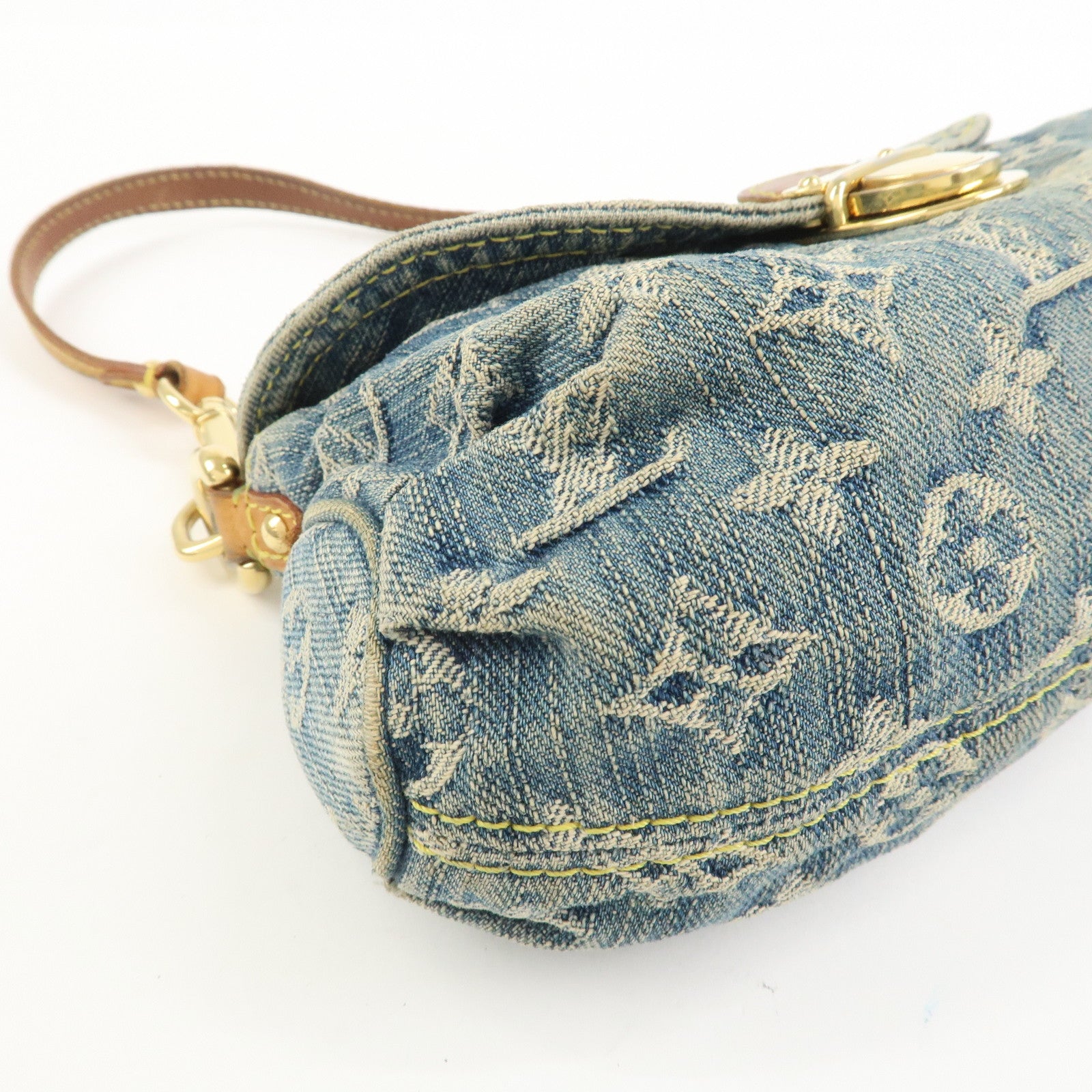 Louis Vuitton Monogram Denim Mini Pleaty Shoulder Bag Blue M95050