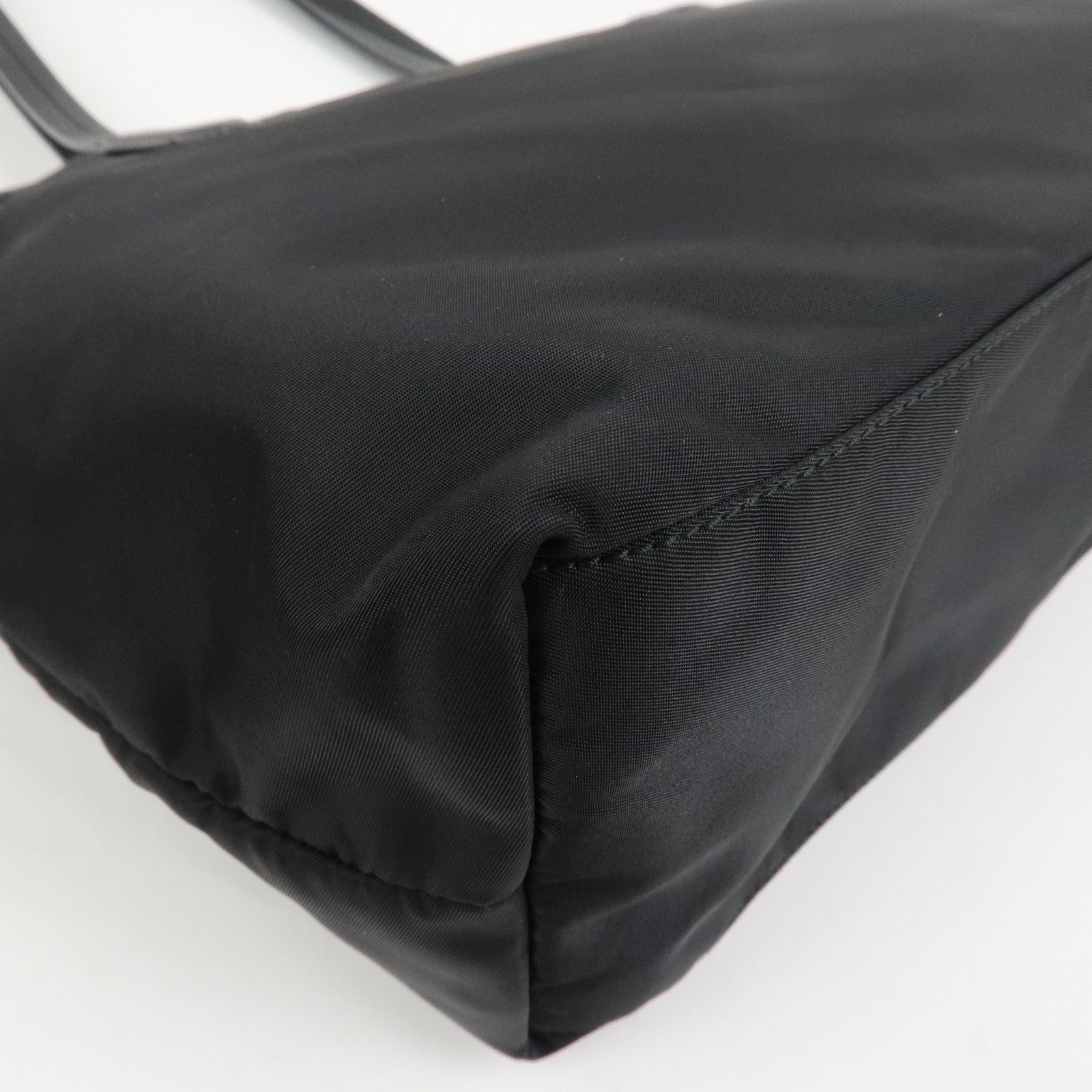 PRADA Logo Nylon Saffiano Leather Tote Bag Shoulder Bag Black