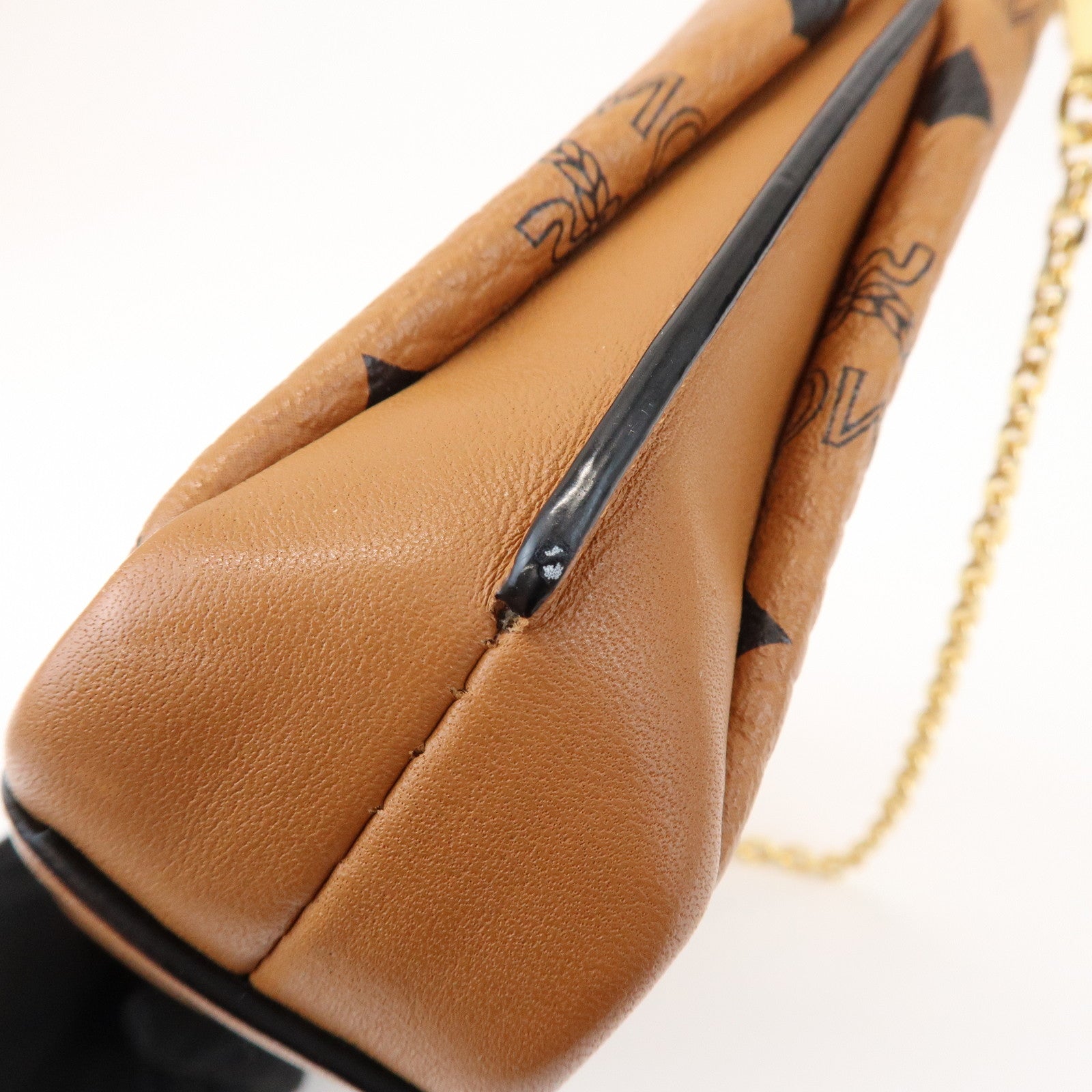 MCM Visetos Leather 2WAY Hand Bag Shoulder Bag Crossbody Bag Brown