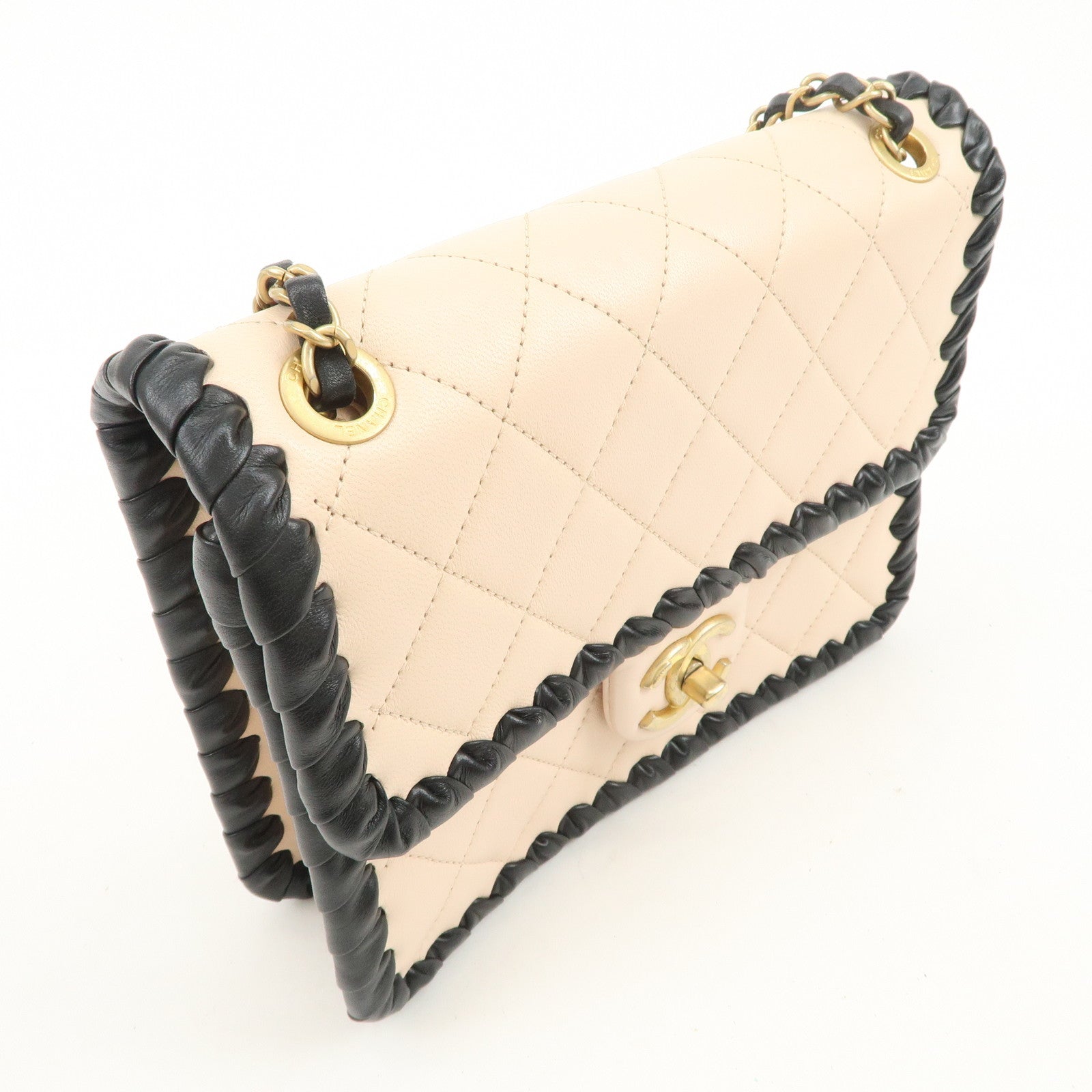 CHANEL Matelasse Mini Flap Lamb Skin Chain Shoulder Bag AS2495