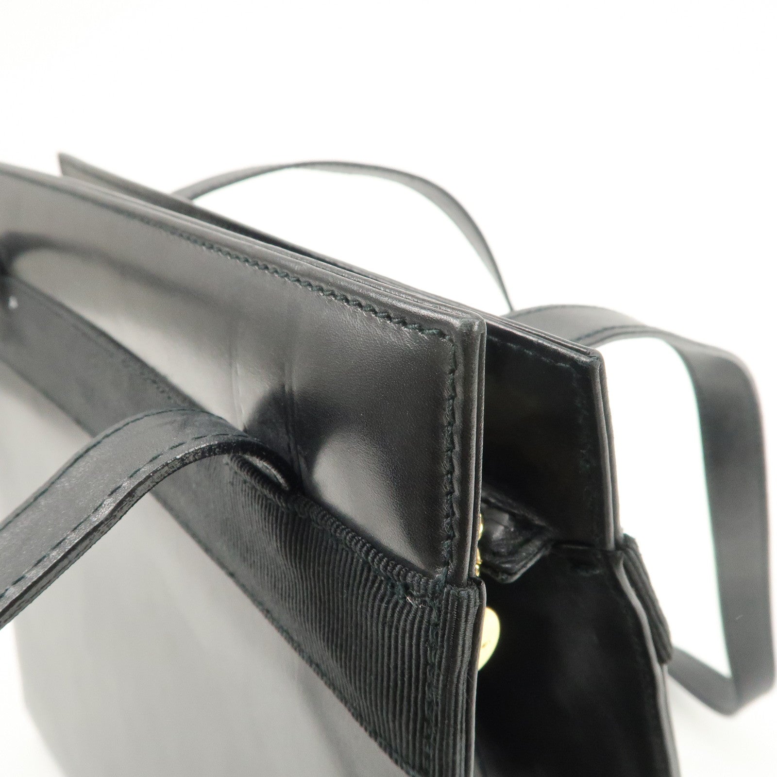 Ferragamo Vara Ribbon Leather Shoulder Bag Tote Bag Black Used