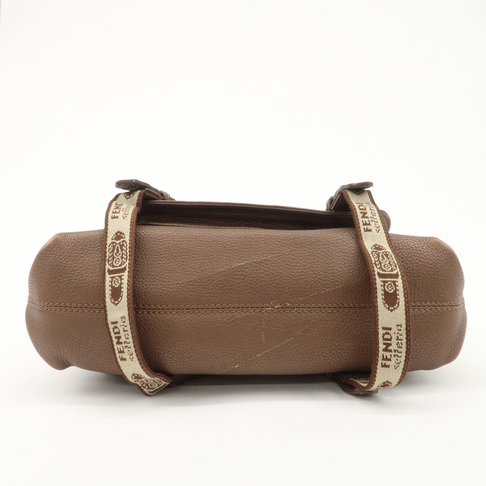 FENDI Seleria Leather Hand Bag Brown 8BN170