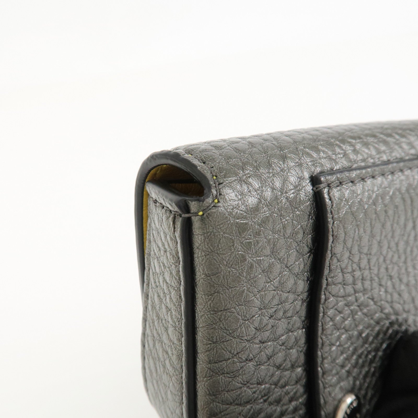 FENDI Nano Baguette Calf Leather Bag Charm Key Chain Silver 7AR809