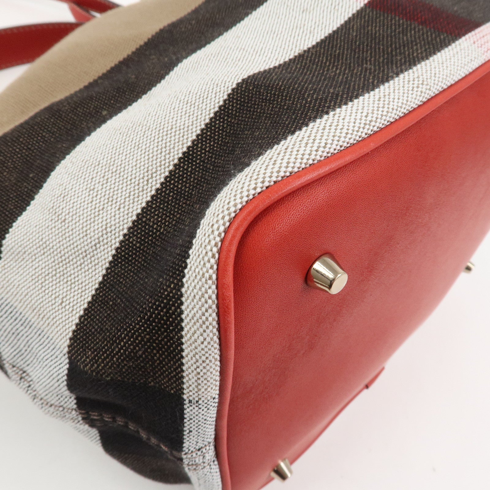 Burberry Ashby Canvas Leather 2Way Bag Shoulder Bag Brown Red