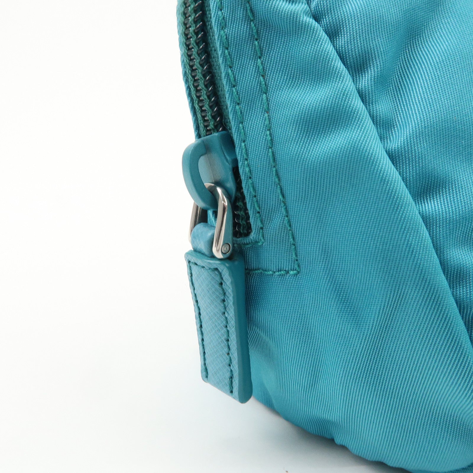 PRADA Triangle Logo Set of 2 Nylon Leather Pouch Black Blue Used