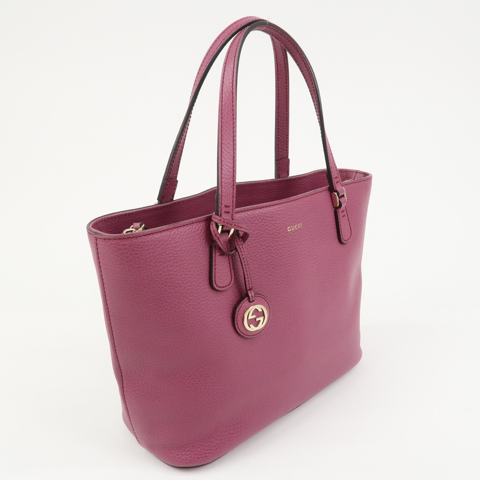 GUCCI Interlocking G Leather Tote Bag Shoulder Bag Purple 388561