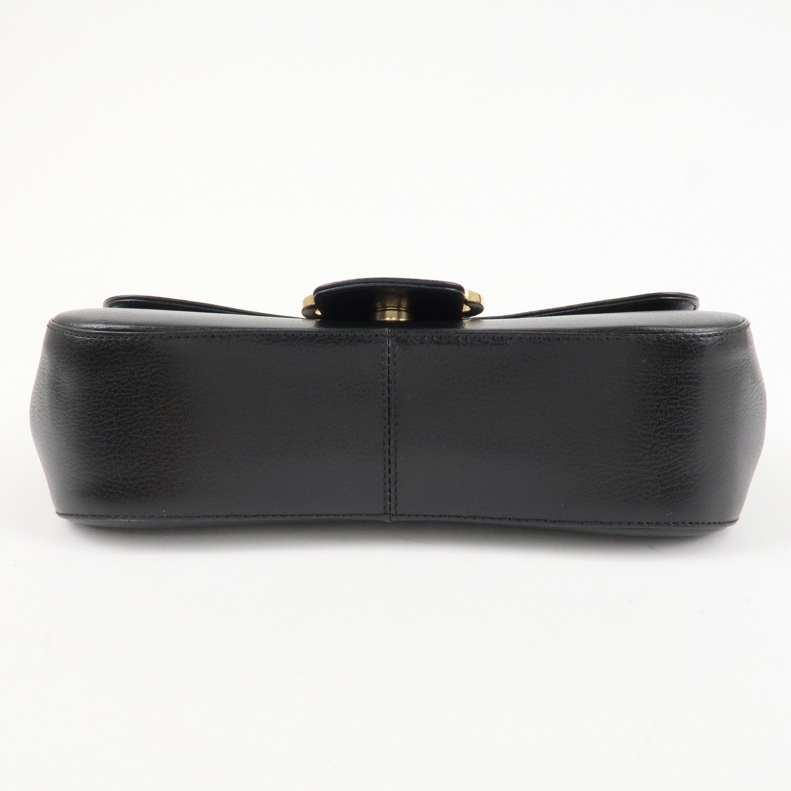 Ferragamo Ganchini Leather Shoulder Bag Hand Bag Black Used