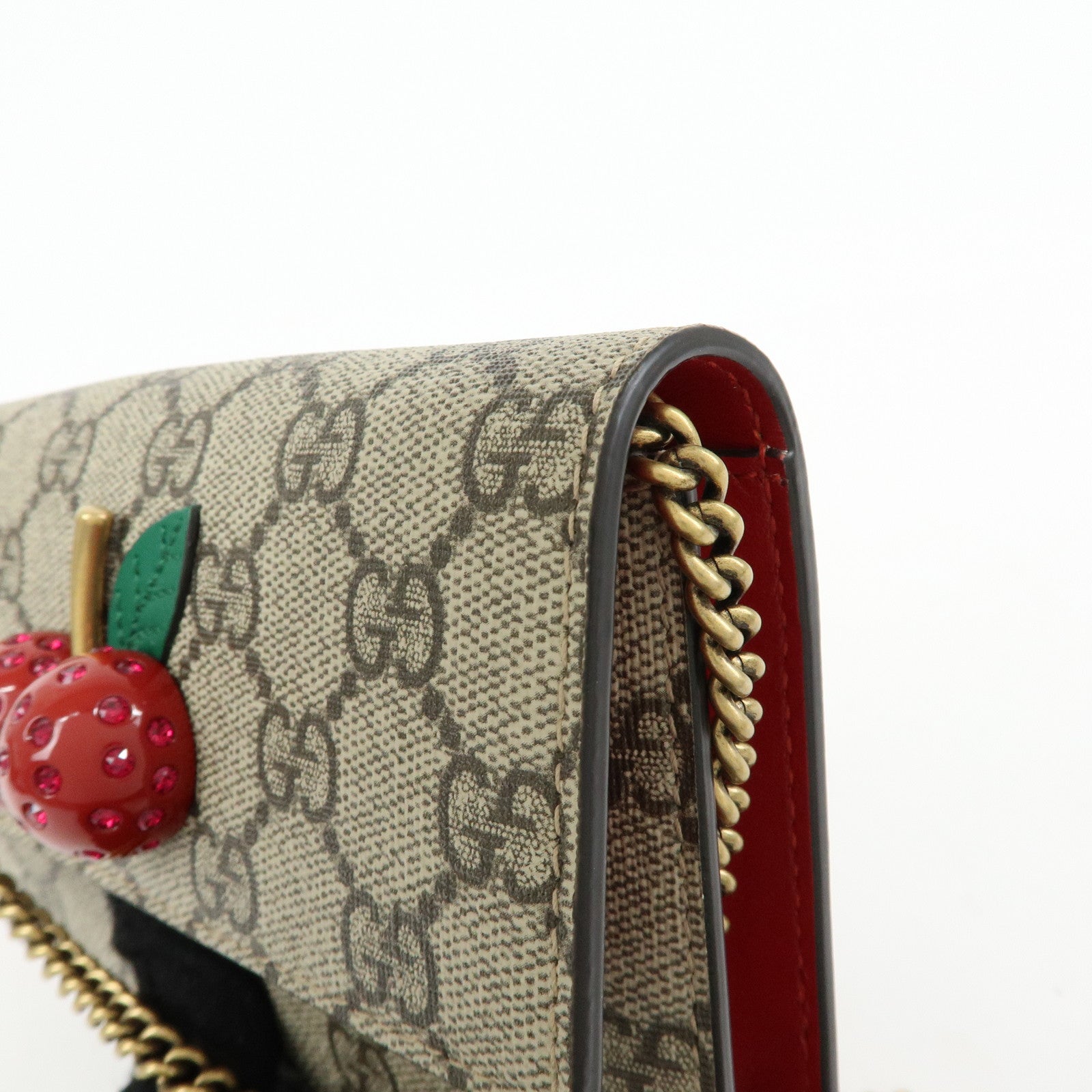 GUCCI Interlocking G Cherry GG Supreme Chain Shoulder Bag 481291