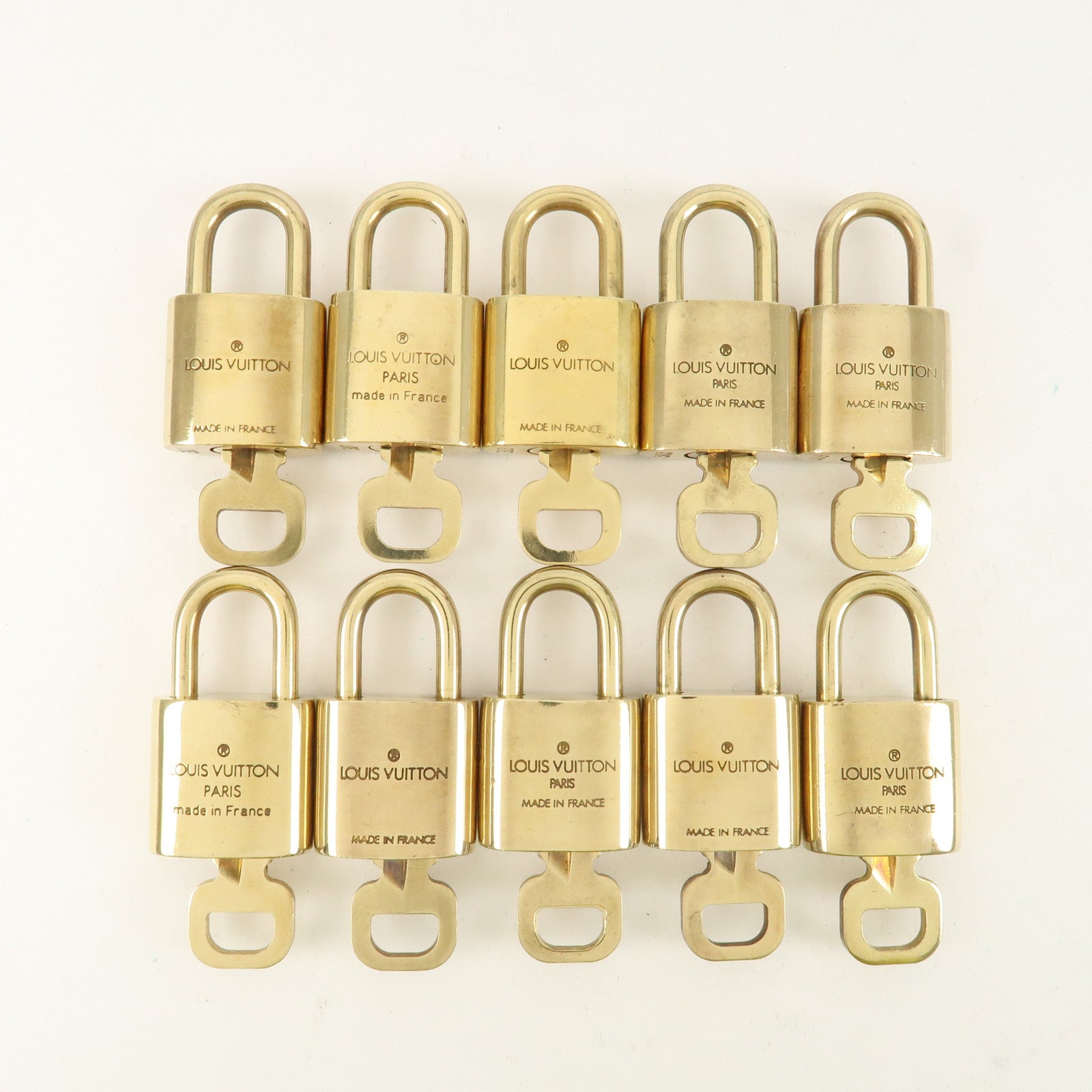 Louis Vuitton Set of 10 Lock & Key Cadena Key Lock Metal Gold Used