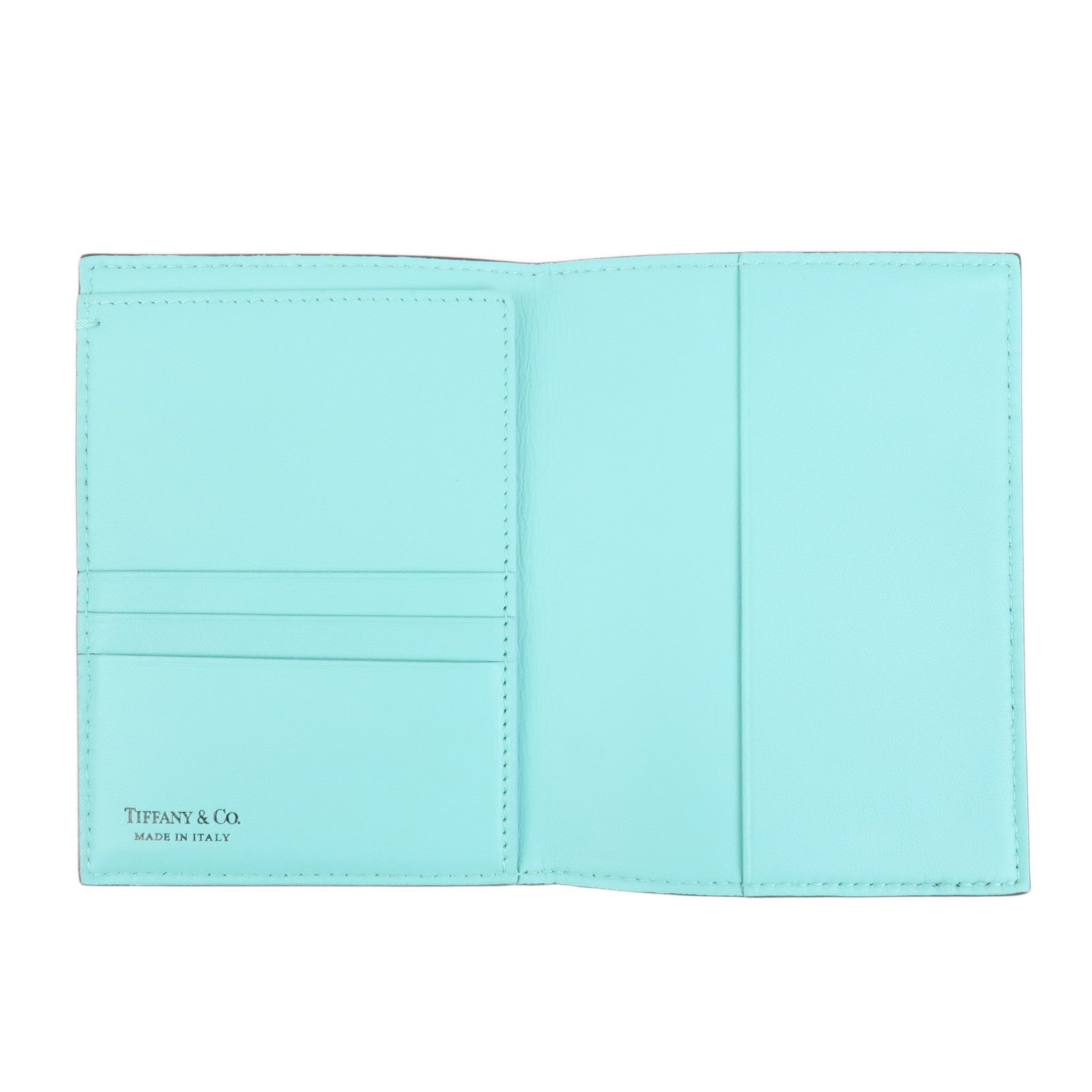 Tiffany & Co. Logo Leather Passport Case Black Tiffany Blue