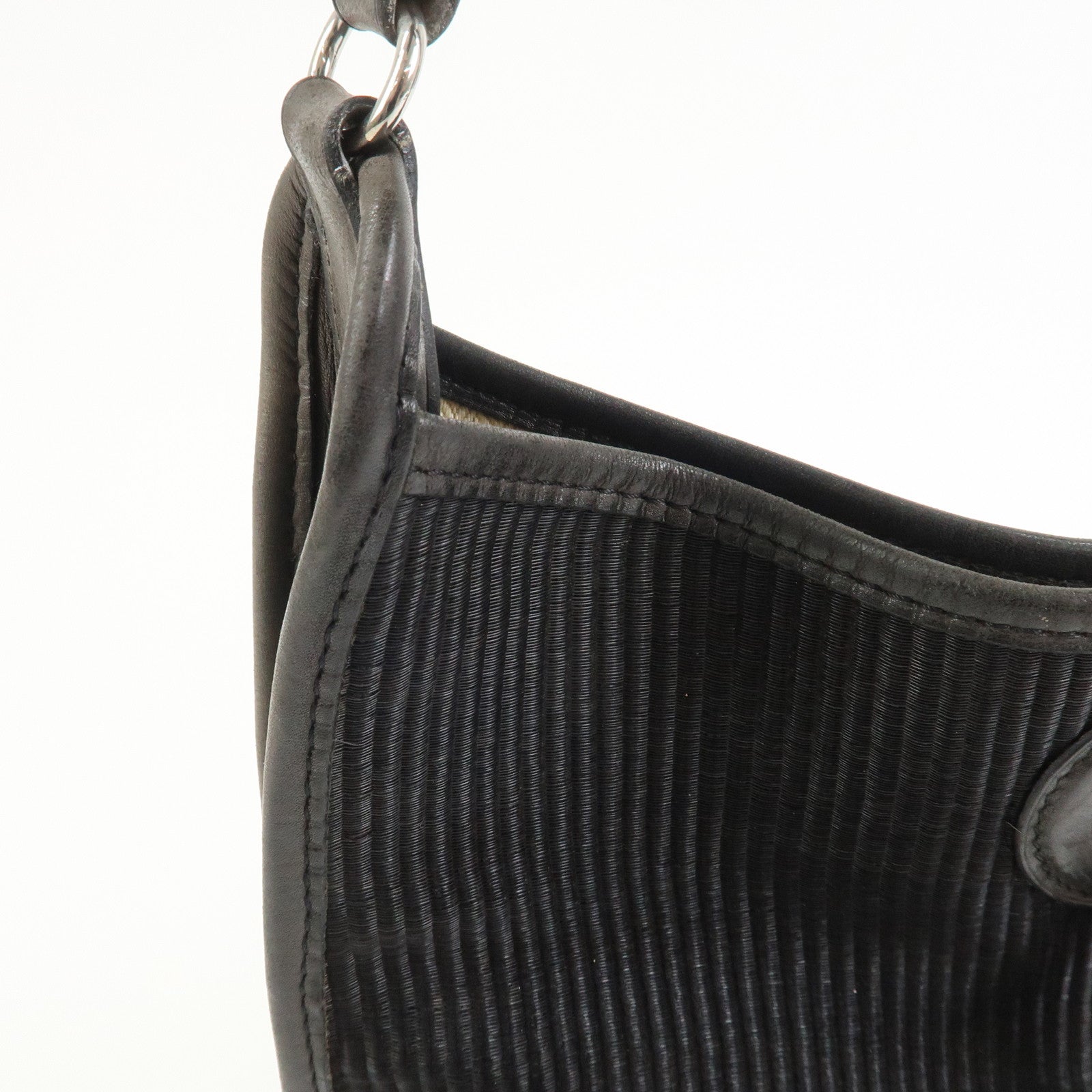 HERMES Vespa PM Crinolin Leather Shoulder Bag C Stamped Black