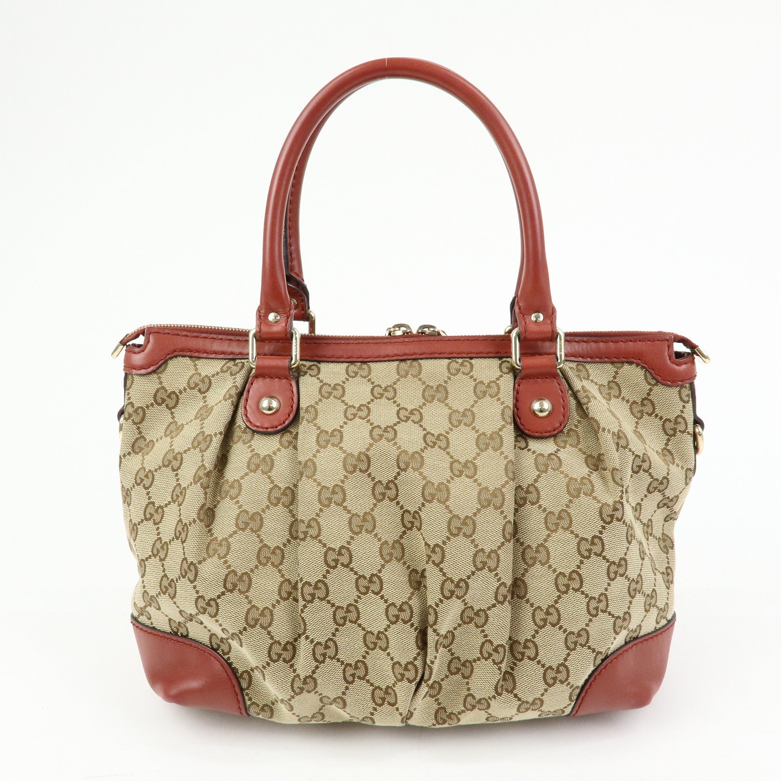 GUCCI Interlocking G GG Canvas Leather 2Way Bag Beige Red 247902